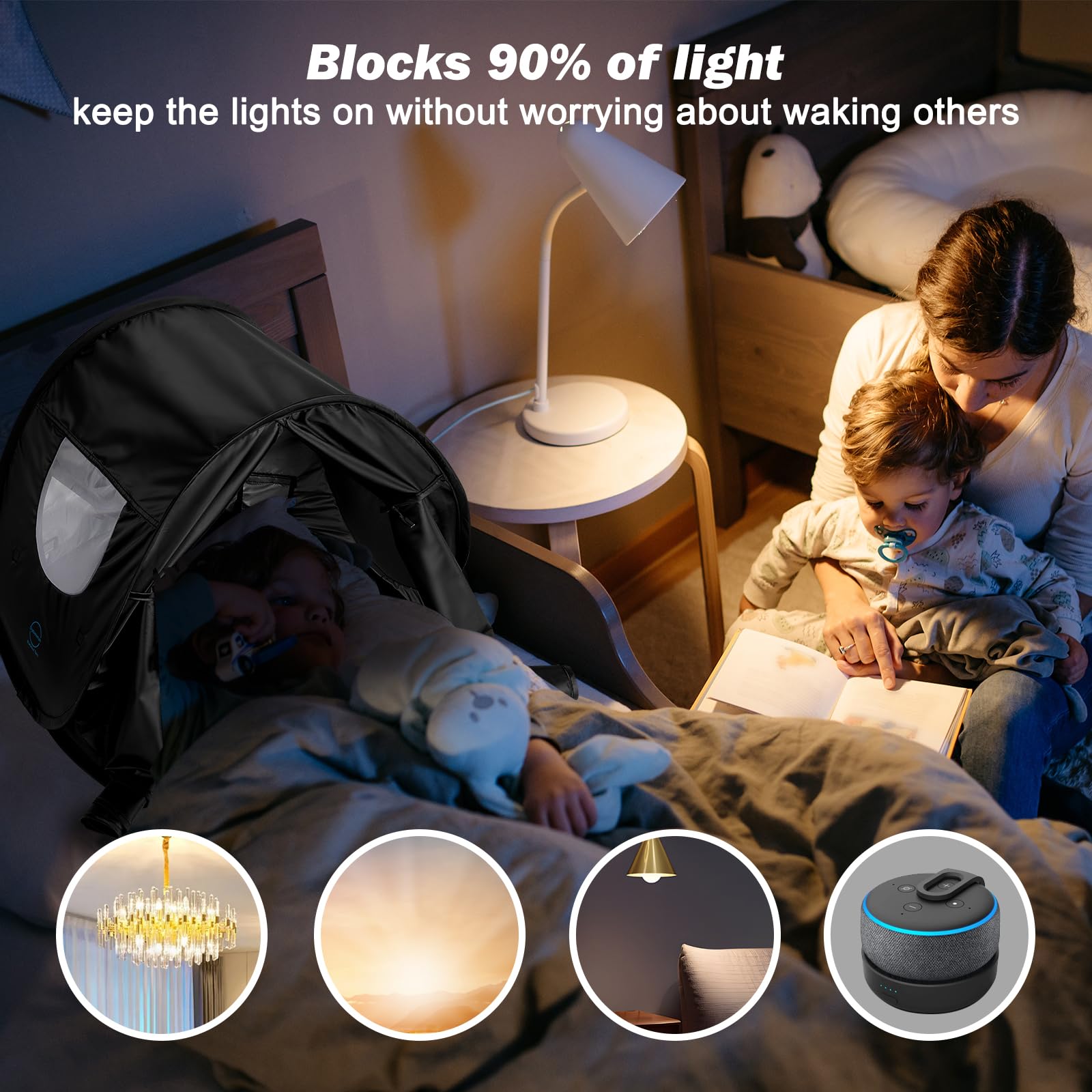 Blackout Bed Tent for Adults & Kids - Portable Sleep Solution for Shared Spaces, Travel & Home Use | Blocks Light Like Blackout Curtains | Perfect for Camping, Dorms & Shift Workers
