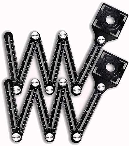 Universal Ceramic Tile Hole Locator - 6-Fold Stainless Steel Multifunctional Masonry Tile Ruler Tool (2 Pack) - Perfect for DIY Home Renovation & Professional Tile Installation