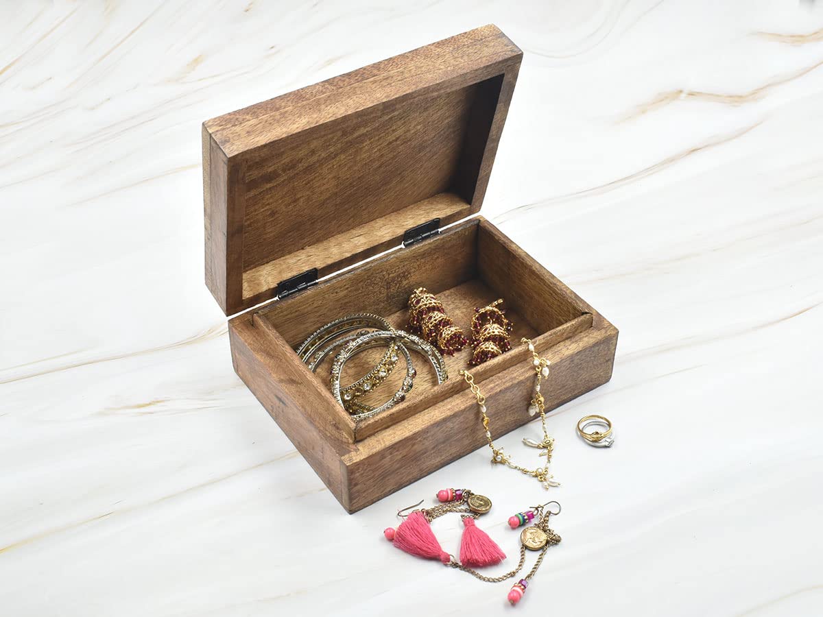 Hand Carved Wooden Decorative Box with Floral Design - Jewelry Organizer, Keepsake Box, Treasure Chest for Women | Perfect Gift for Her, Home Decor, Wedding, Anniversary & Special Occasions