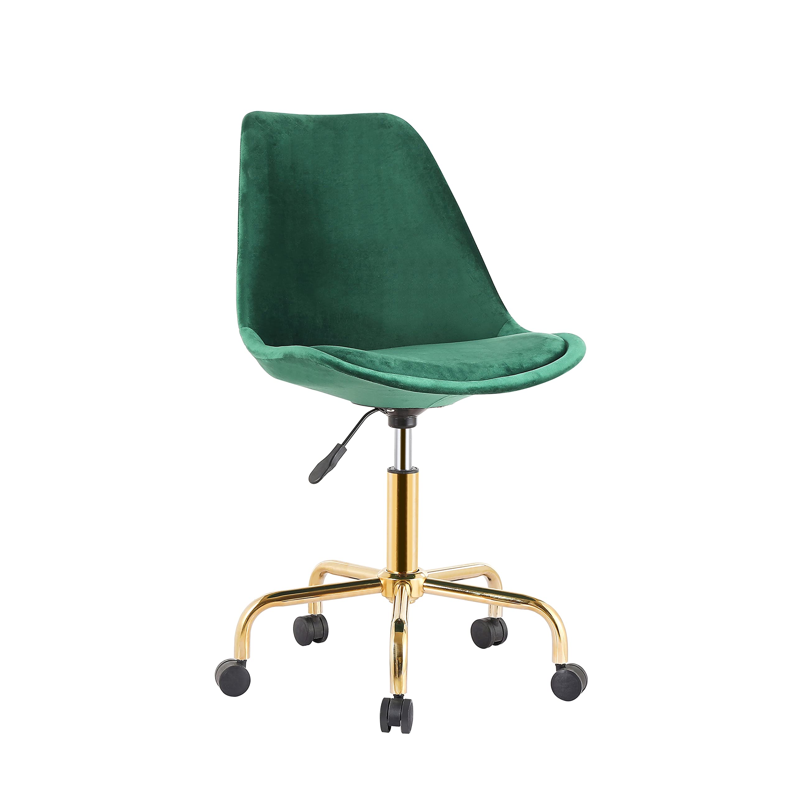 Porthos Home Ally Velvet Office Chair - Soft Velvet Upholstery with Gold Chrome Legs & Roller Caster Wheels, Adjustable Seat & 360° Swivel - Ergonomic Desk Chair for Home Office, Studio & Small Workspace - Perfect for Zoom Meetings & Long Work Sessions