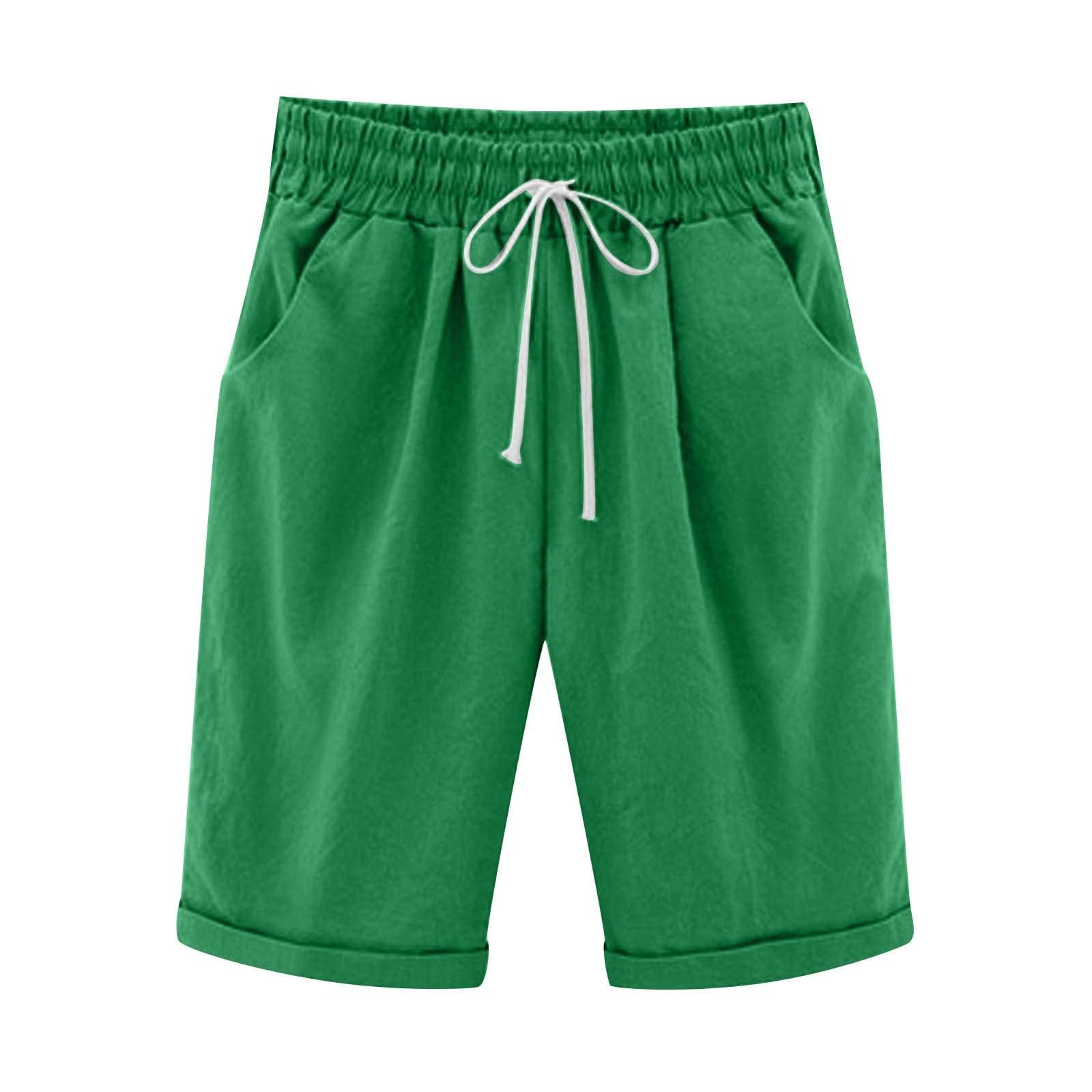Women's Plus Size Bermuda Shorts - Elastic Waist & Drawstring for Casual Wear