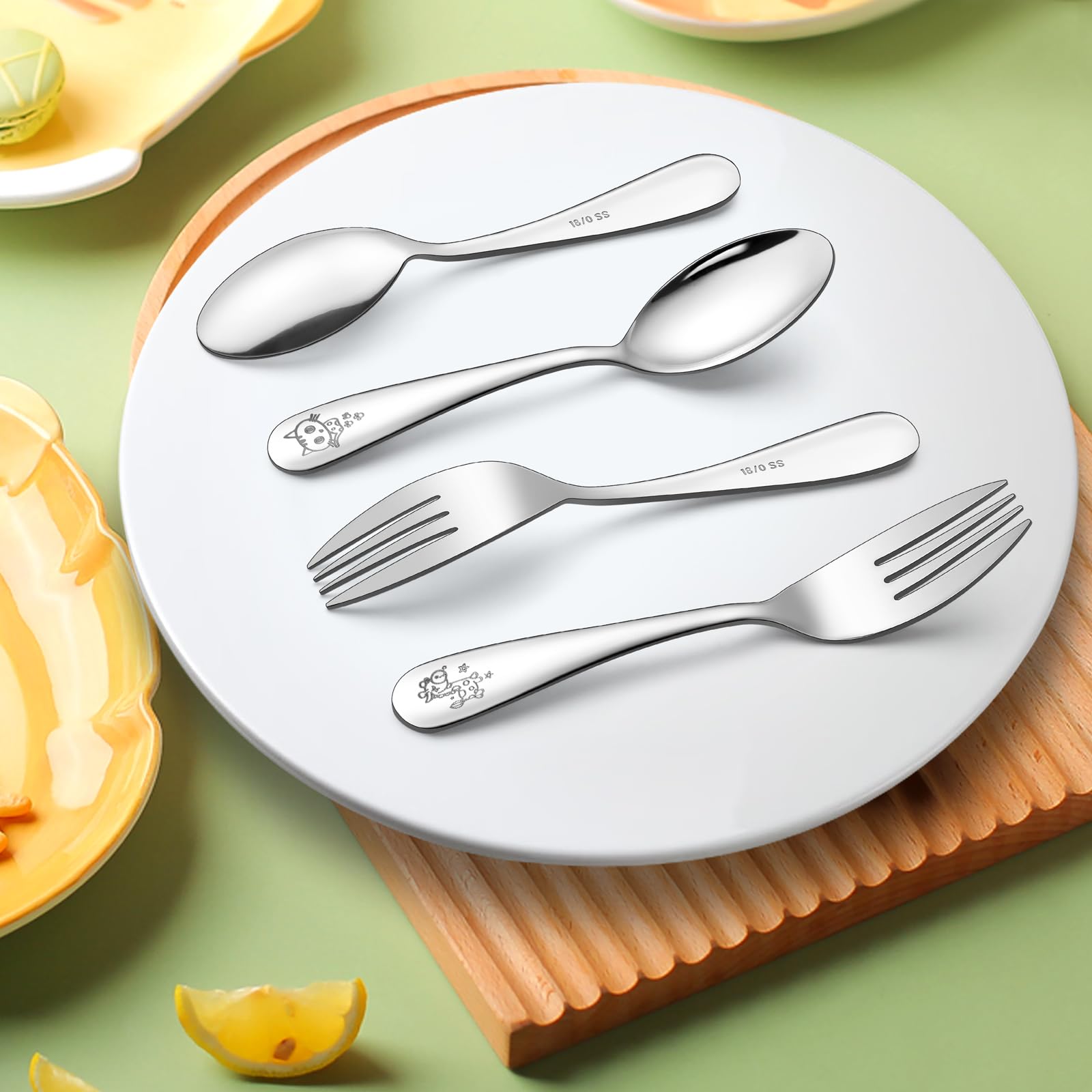 LIANYU 10-Piece Stainless Steel Toddler Utensil Set - Kids Forks & Spoons for Preschoolers | BPA-Free, Dishwasher Safe Cutlery | Perfect for Home, School Lunch & Travel