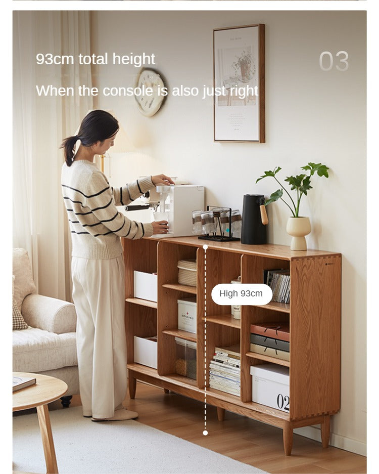 Oak Solid Wood Integrated Display Bookcase - Elegant Bookshelf for Home & Office Storage | Perfect for Living Room, Study, and Library Organization