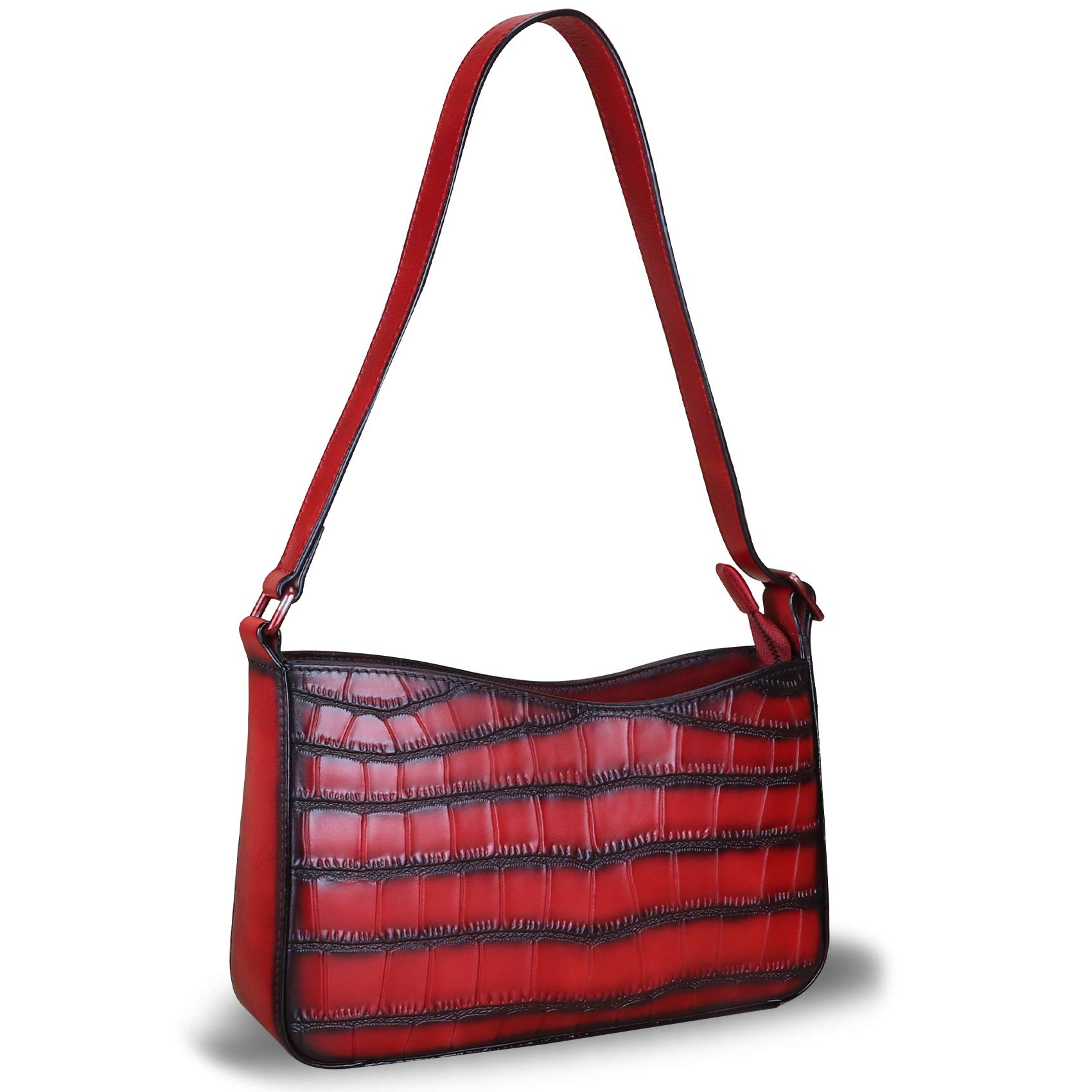 Genuine Leather Satchel Handbag for Women - Crocodile Pattern Shoulder Bag for Work & Travel