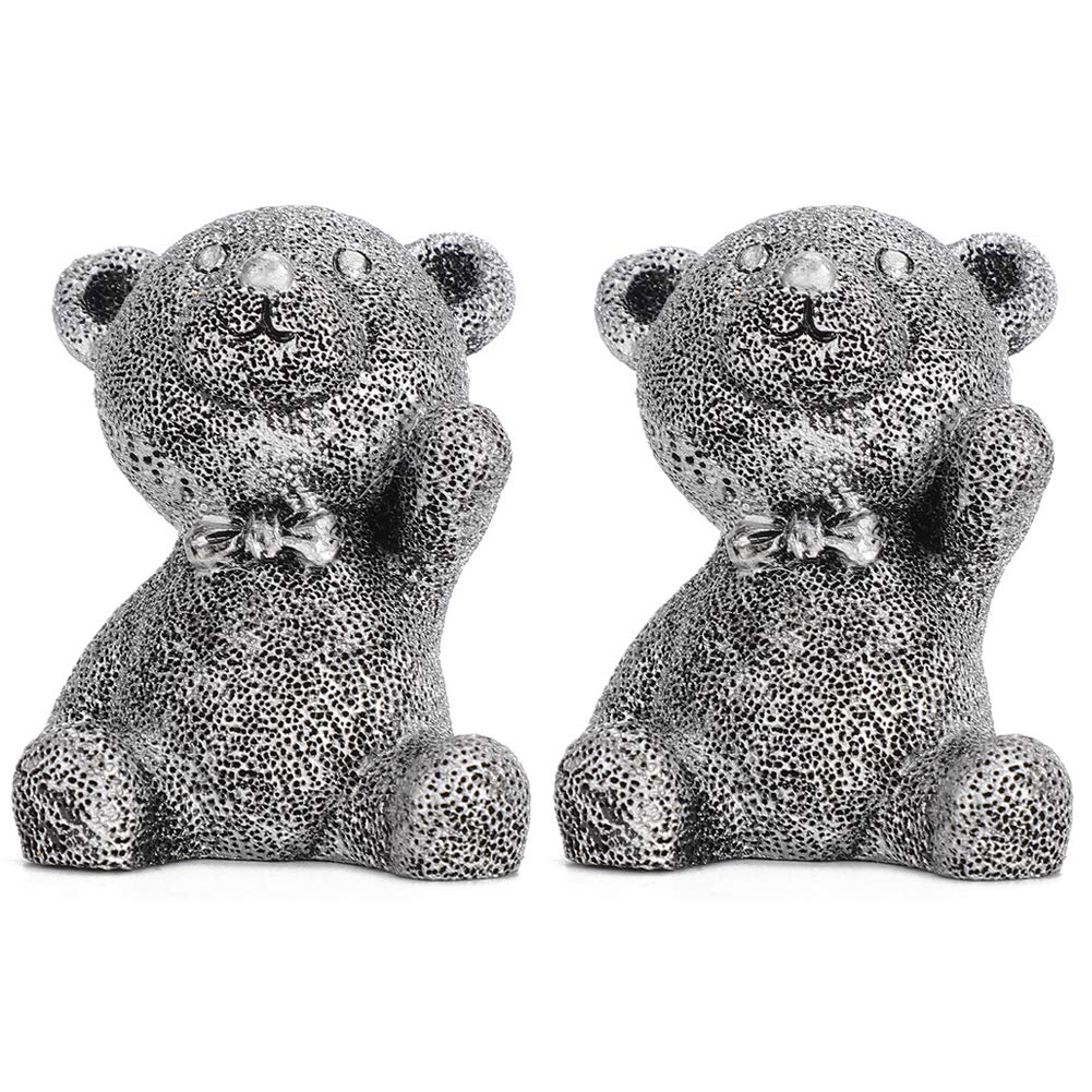 2PCS Resin Bear Figurine Statue - Handcrafted Table Ornament for Home, Office Desk & Car Decoration | Perfect Gift for Collectors & Nature Lovers (Use as Shelf Display, Centerpiece, or Dashboard Decor)