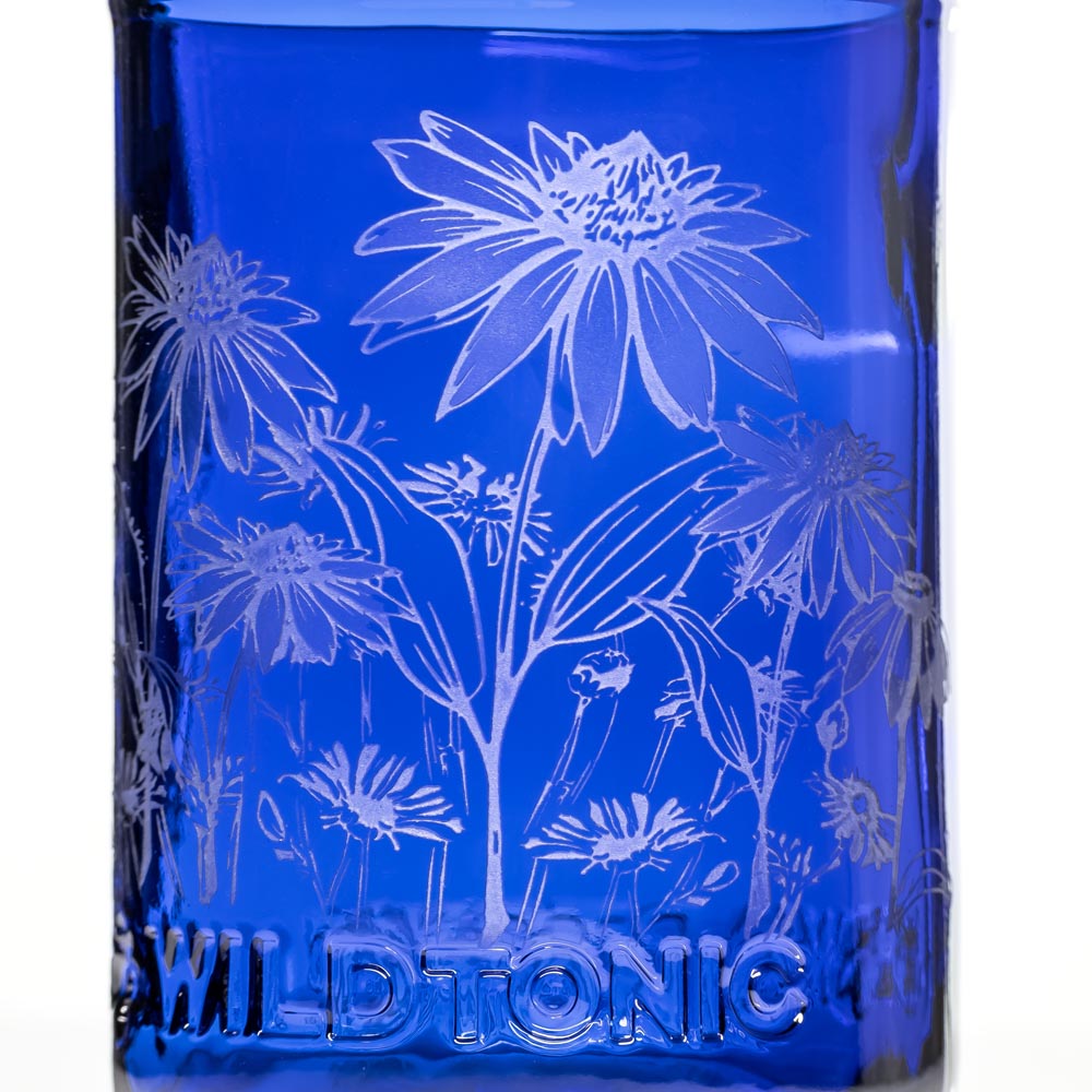 Wildflowers 12oz Blue Repurposed Glass Tumbler Set of 2 - Eco-Friendly Drinking Cups for Coffee, Tea & Smoothies - Perfect for Home, Office & Picnics