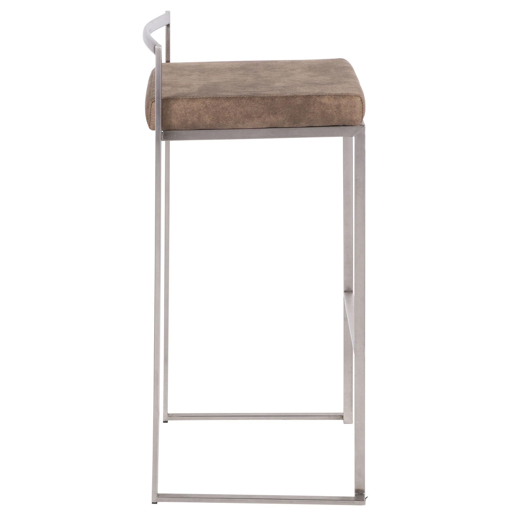 Fuji Stacker Bar Stool Set of 2 - Modern Counter Height Bar Chairs with Backrest - Perfect for Kitchen Island, Home Bar & Dining Room Decor