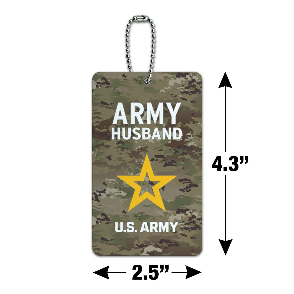 U.S. Army Husband Military Themed Luggage Tag - Durable Suitcase ID Card for Carry-On Bags - Perfect for Travel, Deployment & Military Family Gifts
