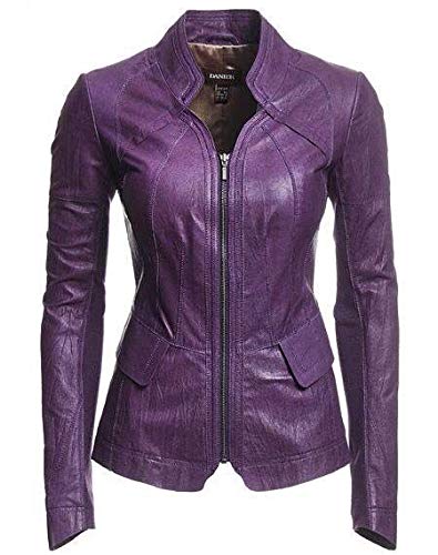 Women's Genuine Lambskin Leather Bomber Jacket - Purple Biker Moto Coat for Women | Perfect for Motorcycle Riding, Casual Outfits & Night Out