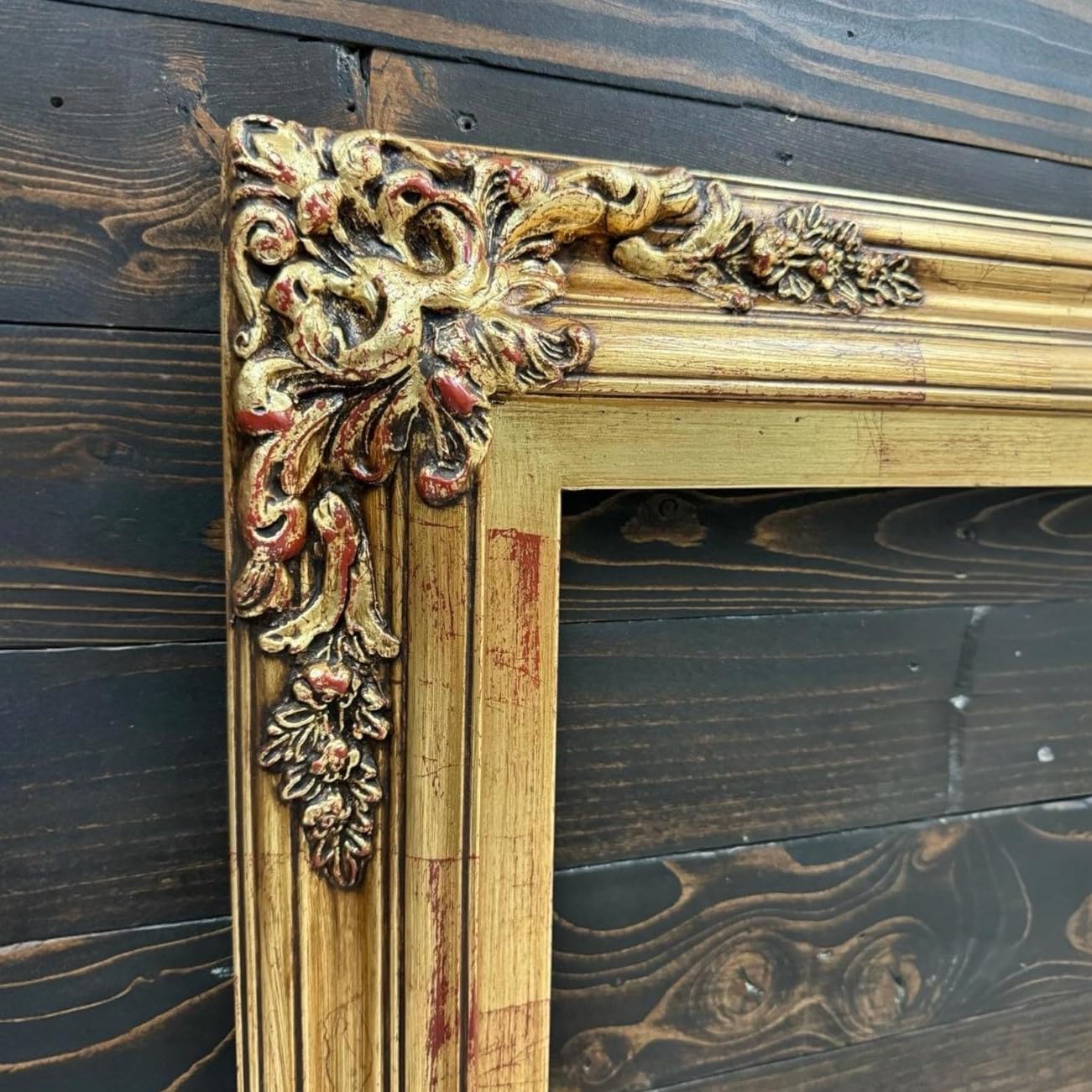 Antique Gold Leaf Handmade Wood Ornate TV Frame for Samsung The Frame TV - Fits 32, 43 & 50 Inch Models - Premium Decorative TV Cover for Living Room & Home Theater Decor