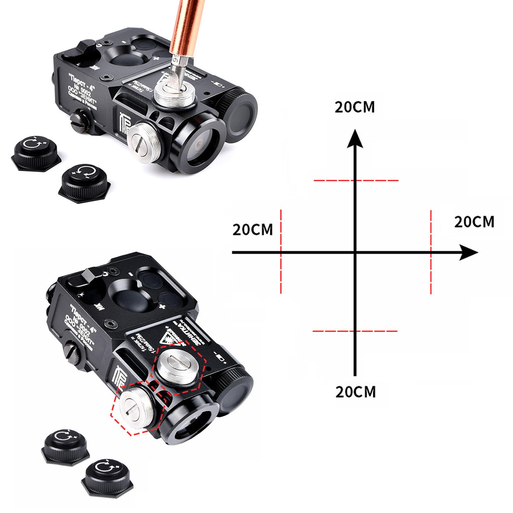 PT-4 Metal Box Laser Sight with IR & Red/Green/Blue Laser | 4-Level Brightness Adjustment | Pressure Switch Included | Fits 20mm Picatinny Rail | Perfect for Tactical Shooting, Hunting & Airsoft