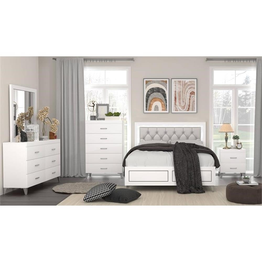 Acme Casilda 5-Drawer White Wooden Chest Dresser - Perfect for Bedroom Storage, Nursery Organization & Closet Space Saving