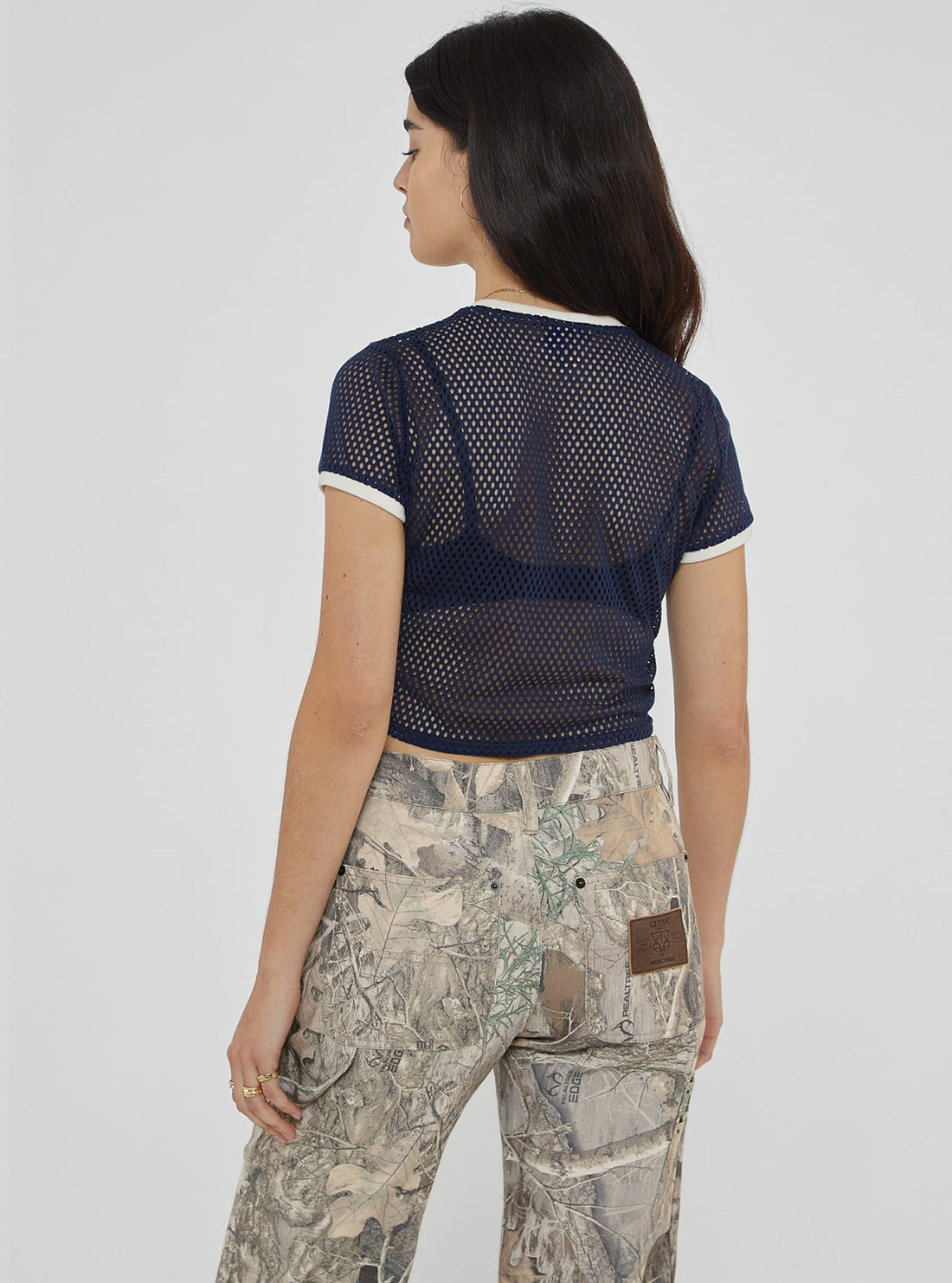 Guess Originals Navy Jersey Top for Women - Stylish & Comfortable Casual Wear for Everyday Outfits & Layering