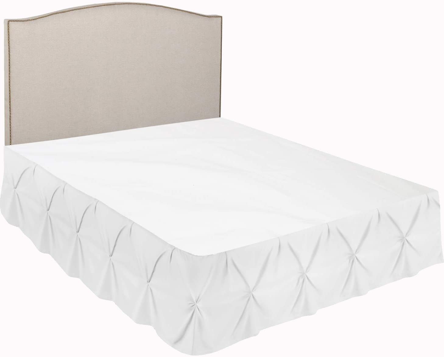 Pinch Pleated Pintuck Bed Skirt - 100% Egyptian Cotton 1000 Thread Count King Size (32