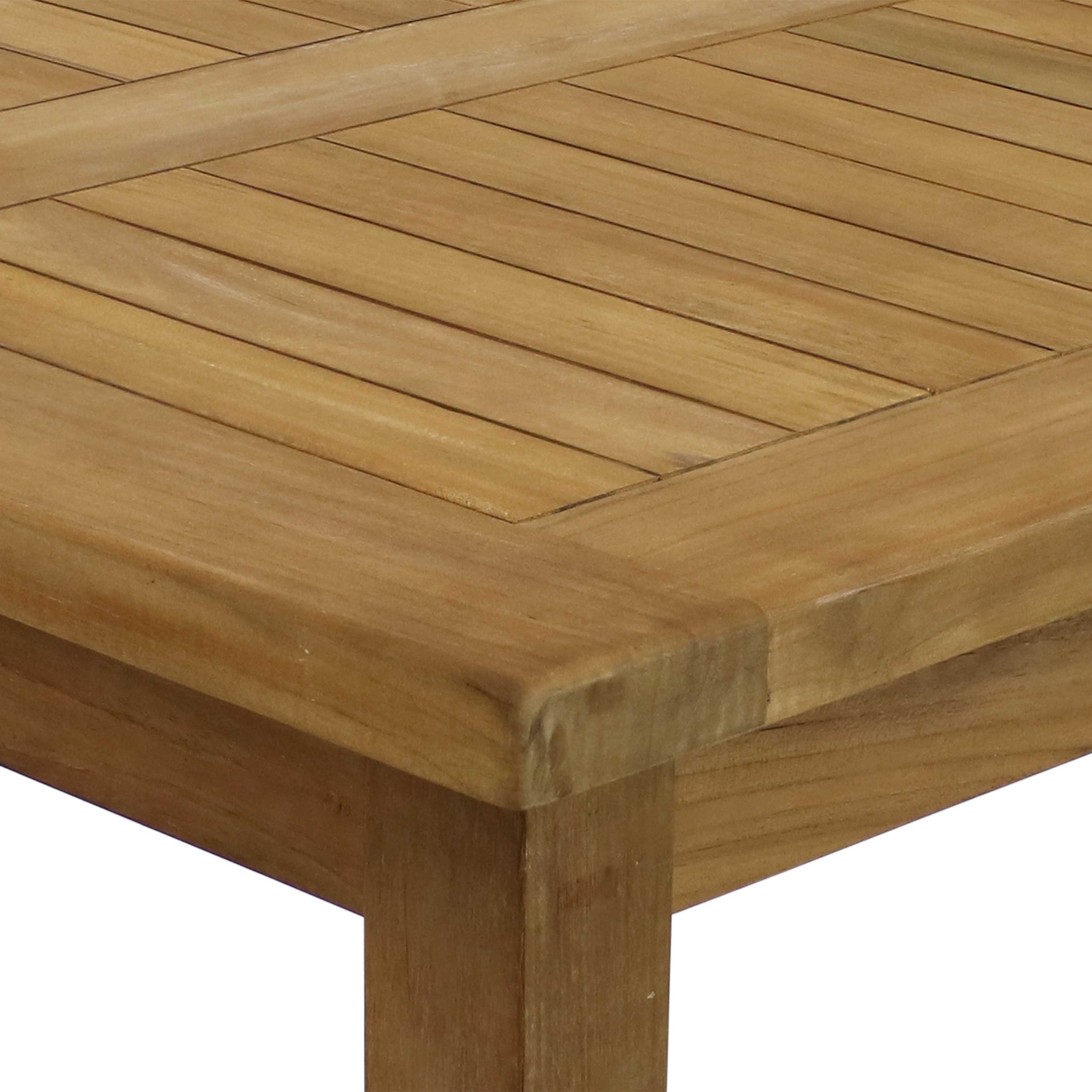 Sunnydaze Teak Square Outdoor Dining Table - Light Stain Finish - 32 Inch - Perfect for Patio, Garden, and Backyard Dining