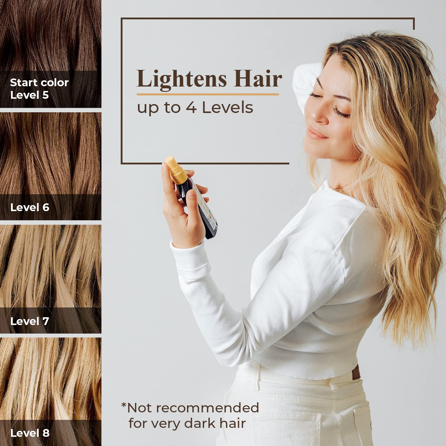 Natural Chamomile Hair Lightening Spray with Chamomile Extract - Ammonia & Paraben Free Blonde Enhancer - Achieve Up to 4 Lighter Tones - 3.4oz (4 Pack) - Perfect for Sun-Kissed Summer Looks & Gradual Hair Lightening at Home