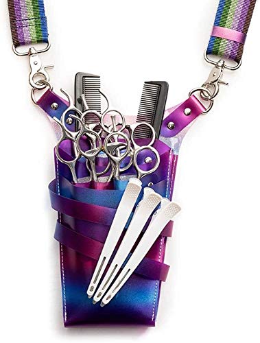 Professional Transparent Hairdresser Scissor Pouch Holster with Belt - 6-Pocket Salon Tool Organizer for Barber Shears & Styling Tools | Perfect for Salon Professionals & Mobile Hair Stylists