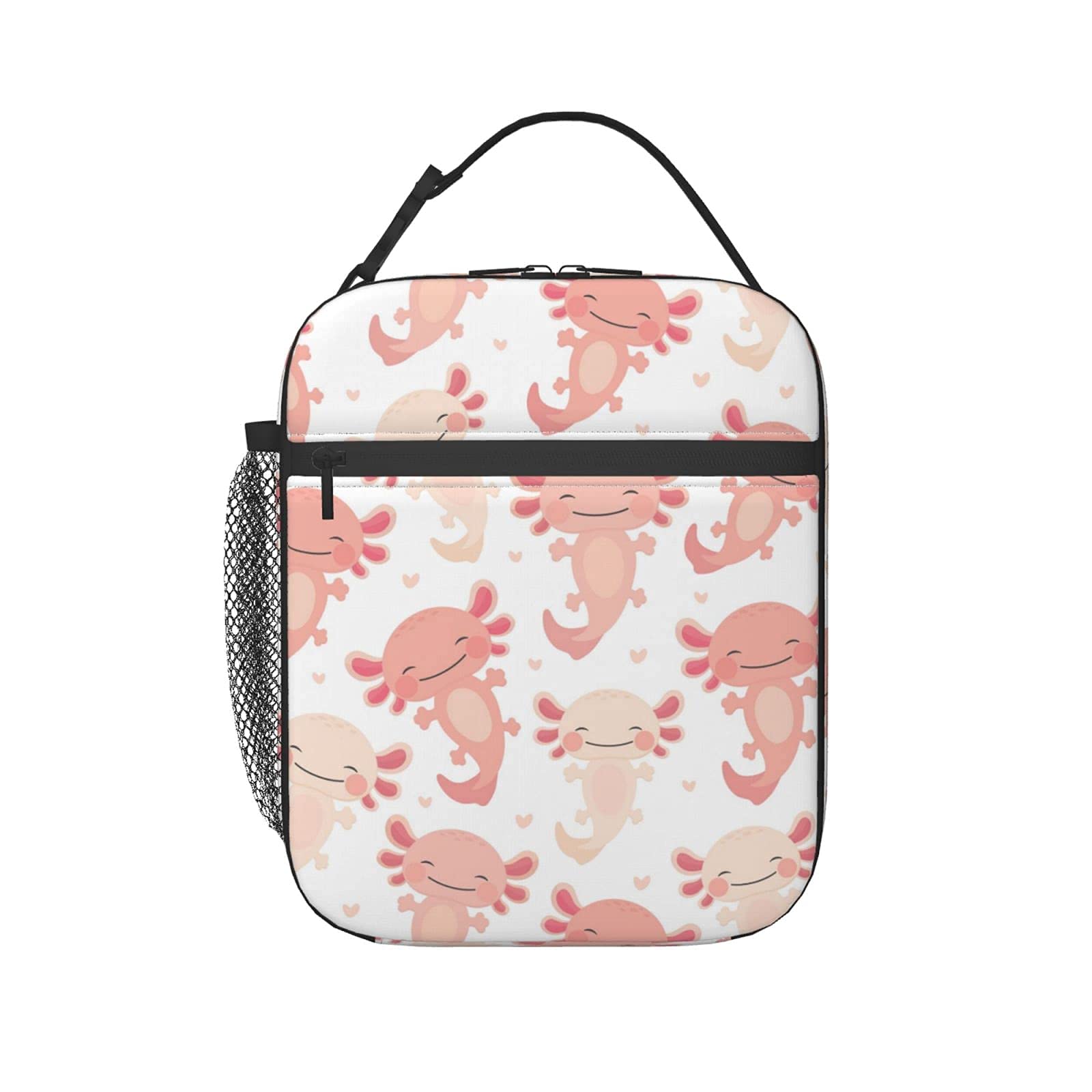 Cute Pink Axolotl Insulated Lunch Bag - Reusable Thermal Tote for Men, Women & Kids - Perfect for Office, School, Picnic & Travel - Great Gift Idea