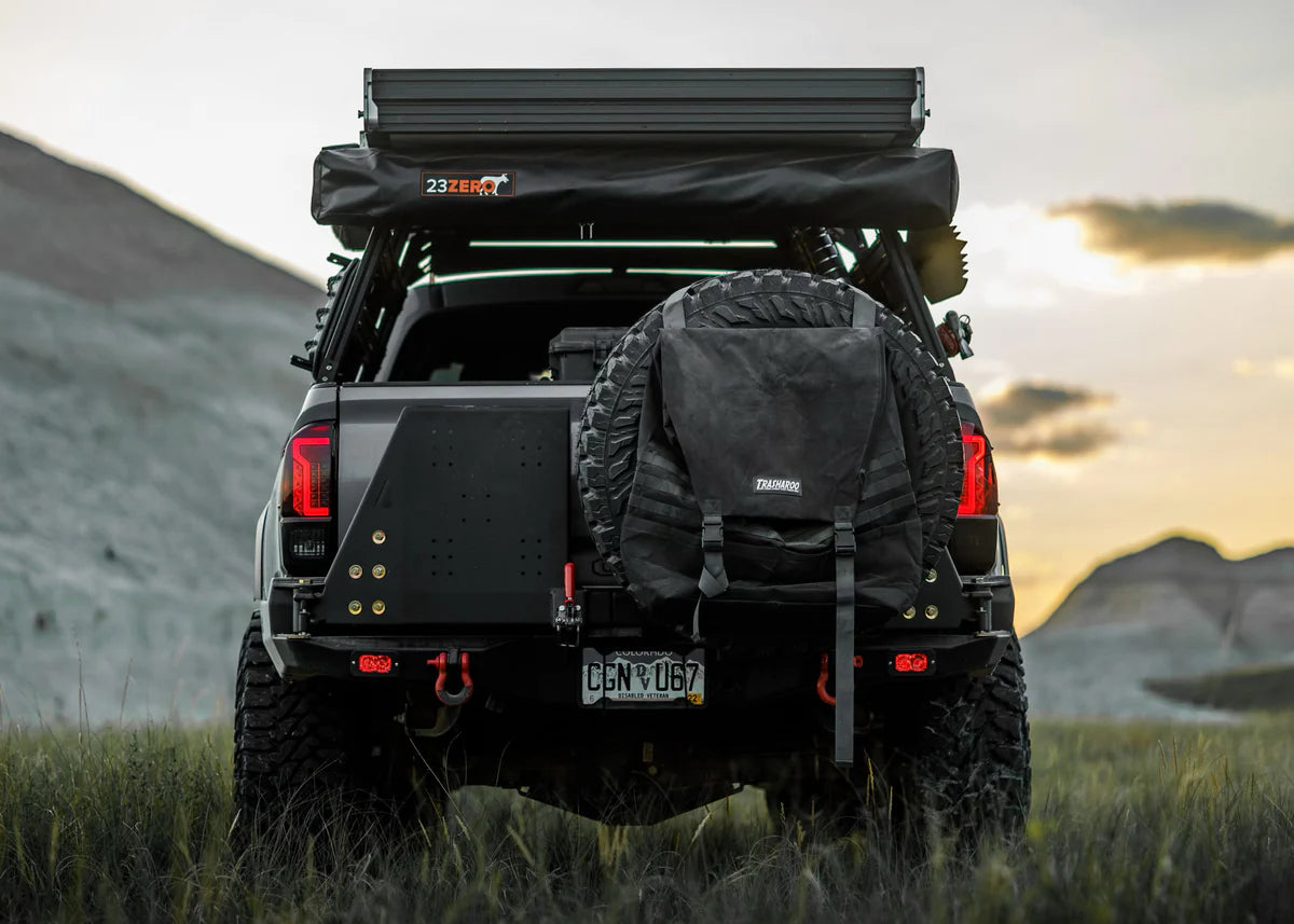 2016-2023 Toyota Tacoma Backwoods Adventure Mods Hi Lite High Clearance Dual Swing Out Rear Bumper - Off-Road Protection & Cargo Carrier for Camping & Overlanding Adventures