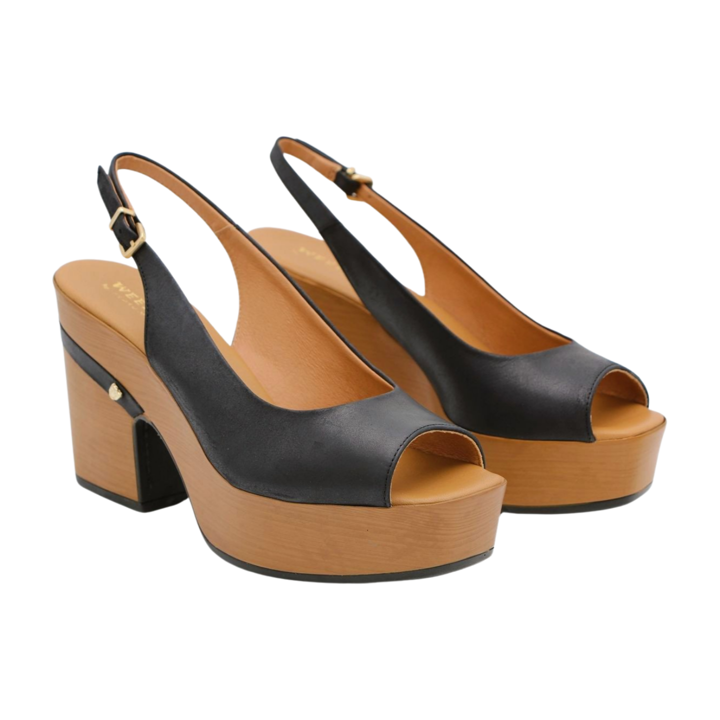 PEDRO MIRALLES TUZLA Women's Black Leather Chunky Platform Sandals - Fashion High Heel Open Toe Summer Shoes for Casual Outings & Beach Vacations