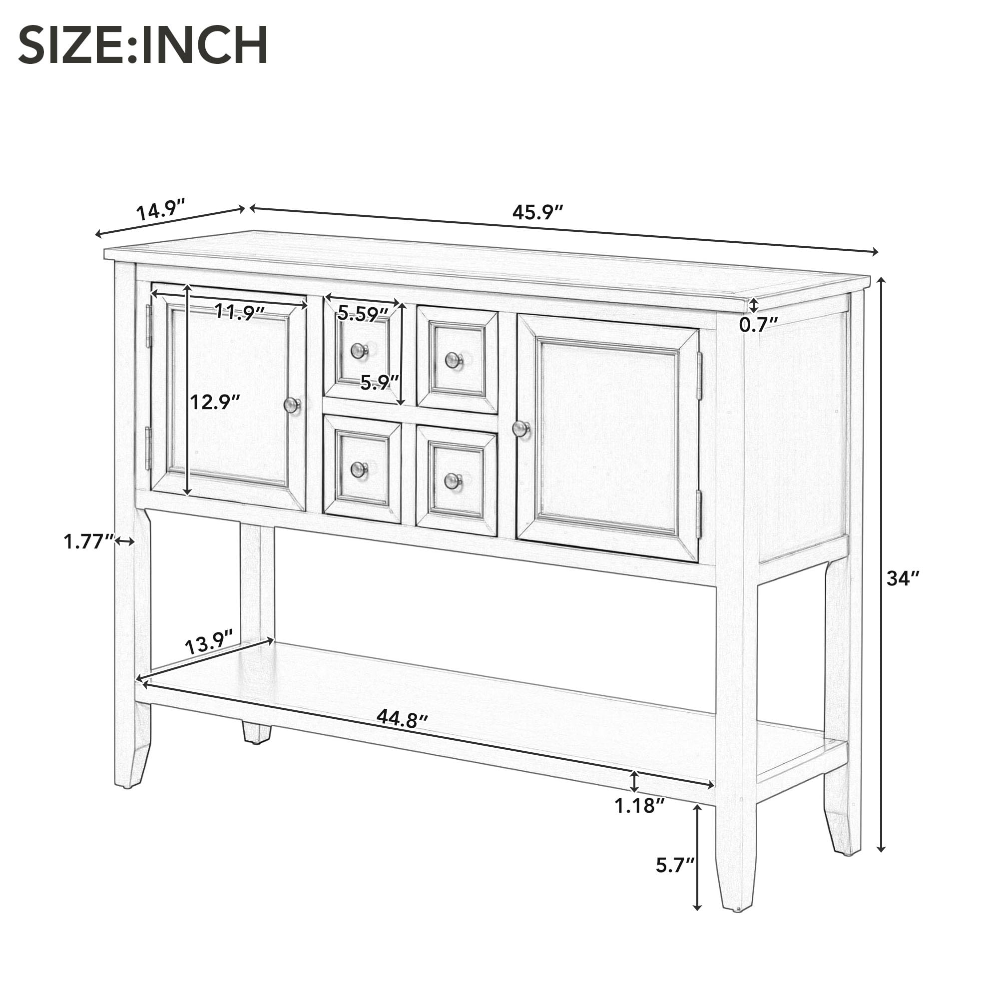 Farmhouse Console Table with Drawer - Rustic Sideboard Buffet Cabinet with Storage for Living Room & Kitchen | Entryway Hallway Organizer, Dining Room Storage Solution