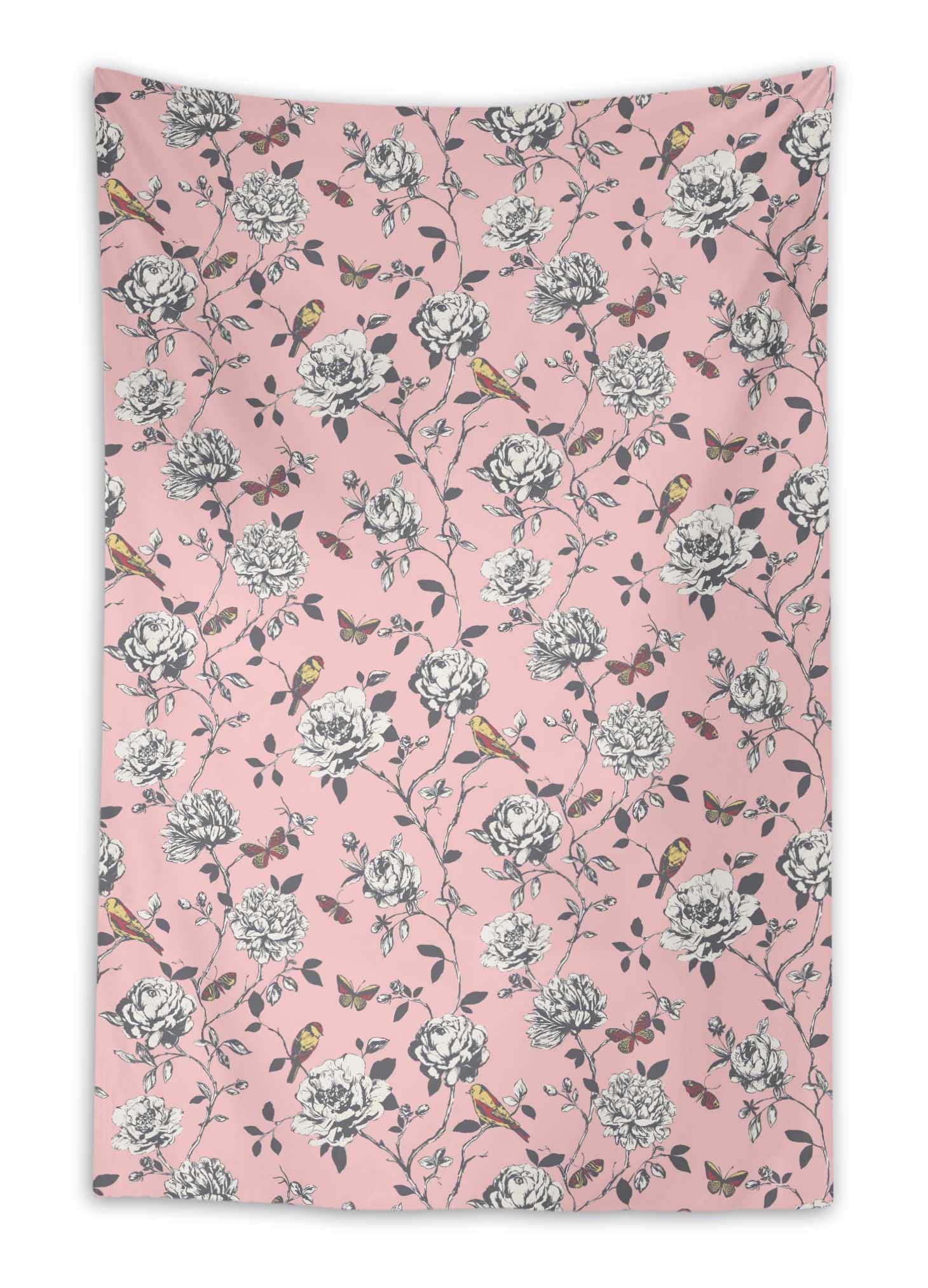 Stylish Pink Bird & Floral Wall Hanging Tapestry - 58x58 Inch Boho Home Decor for Kids Room, Nursery, Dorm - Perfect for Bedroom Wall Art & Boho Chic Interior Design
