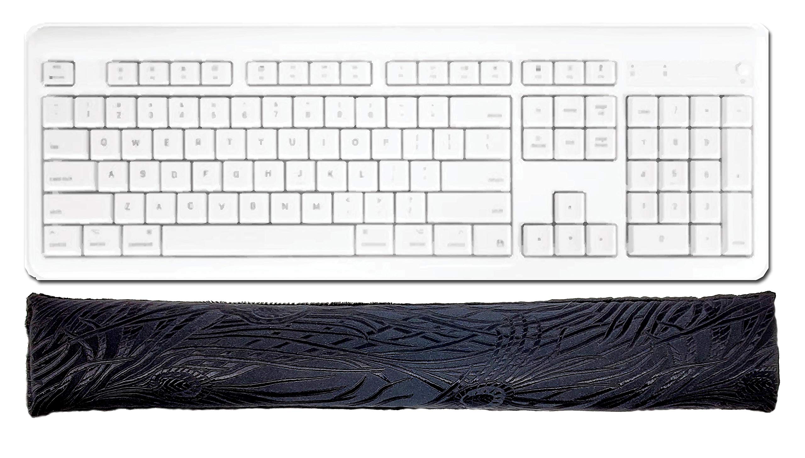 Ergonomic Handmade Keyboard Wrist Rest Pad with Flax Seed Filling - Lavender Scented Memory Foam Support for Typing Comfort - Black Magic Design (TWRL-BM) - Perfect for Office, Gaming & Home Computer Workstations