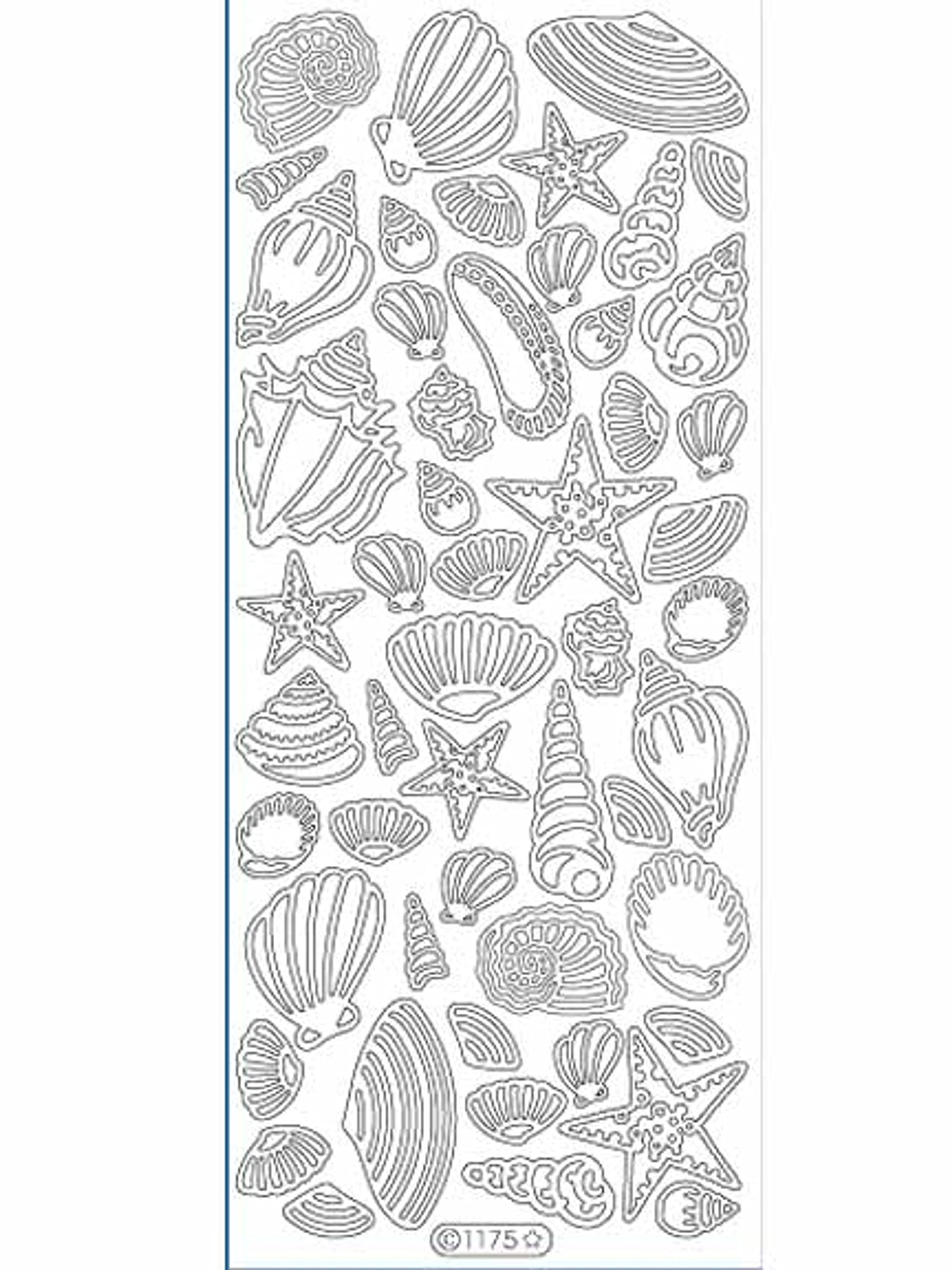 Ecstasy Crafts Silver Sea Shell Decorative Stickers - DIY Scrapbooking, Journaling, Home Decor & Gift Wrapping