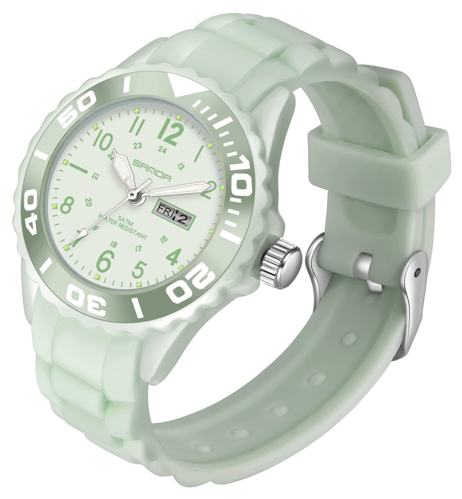Yihou Women's Analog Waterproof Sports Watch - Luminous Military Time with Second Hand & Calendar - Casual Nurse Outdoor Wristwatch for Running, Hiking & Daily Use