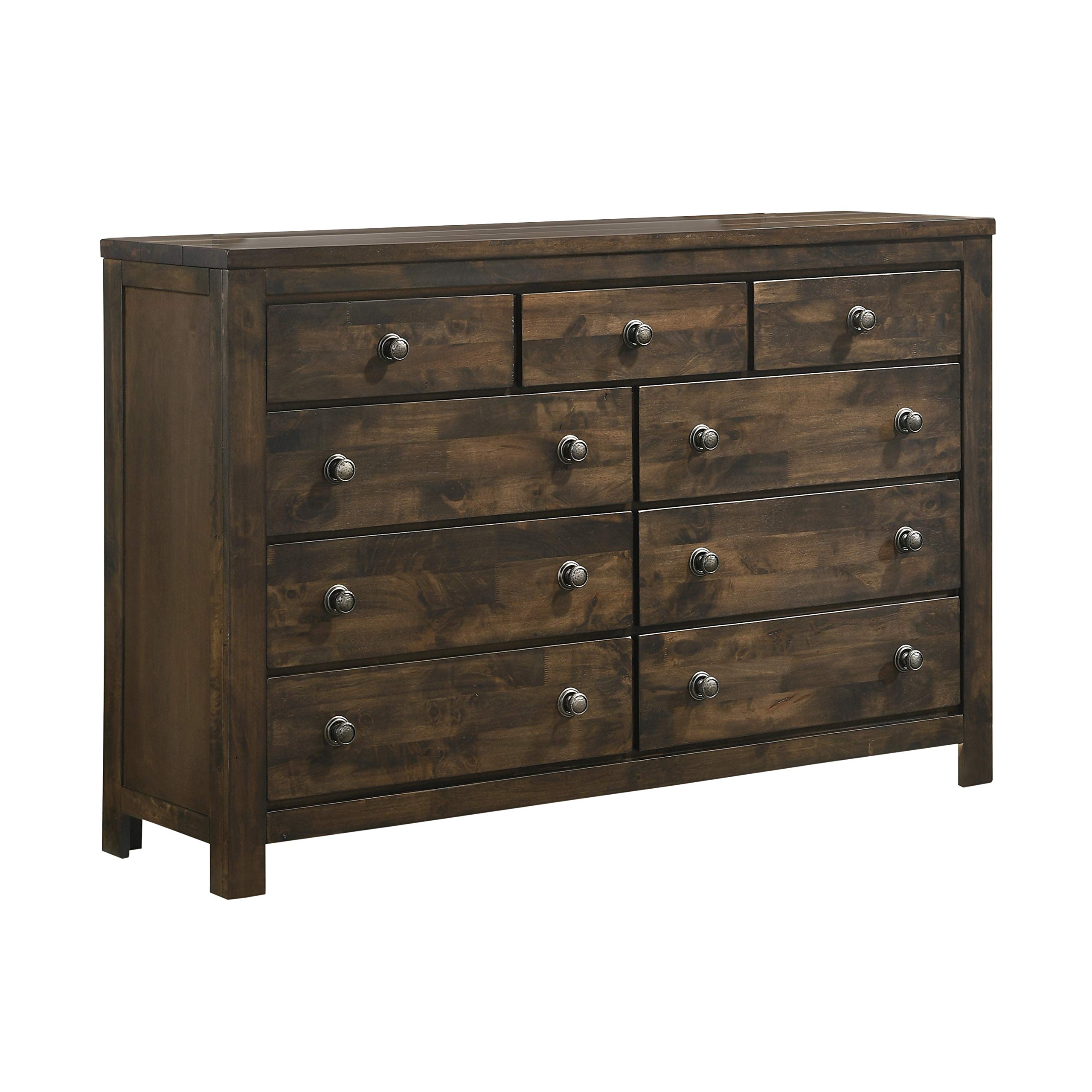 Benjara 9-Drawer Wooden Dresser - Spacious Gray Storage Chest for Bedroom, Living Room & Closet Organization