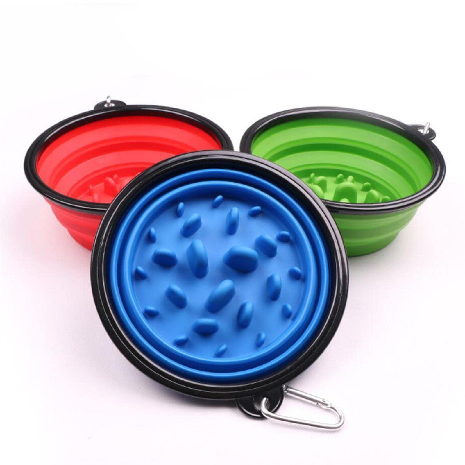 SECRET DESIRE Slow Feeder Dog Bowl - Collapsible Pet Food & Water Dish for Cats & Dogs - Anti-Choking Design for Fast Eaters - Perfect for Travel, Camping & Home Use (Green)