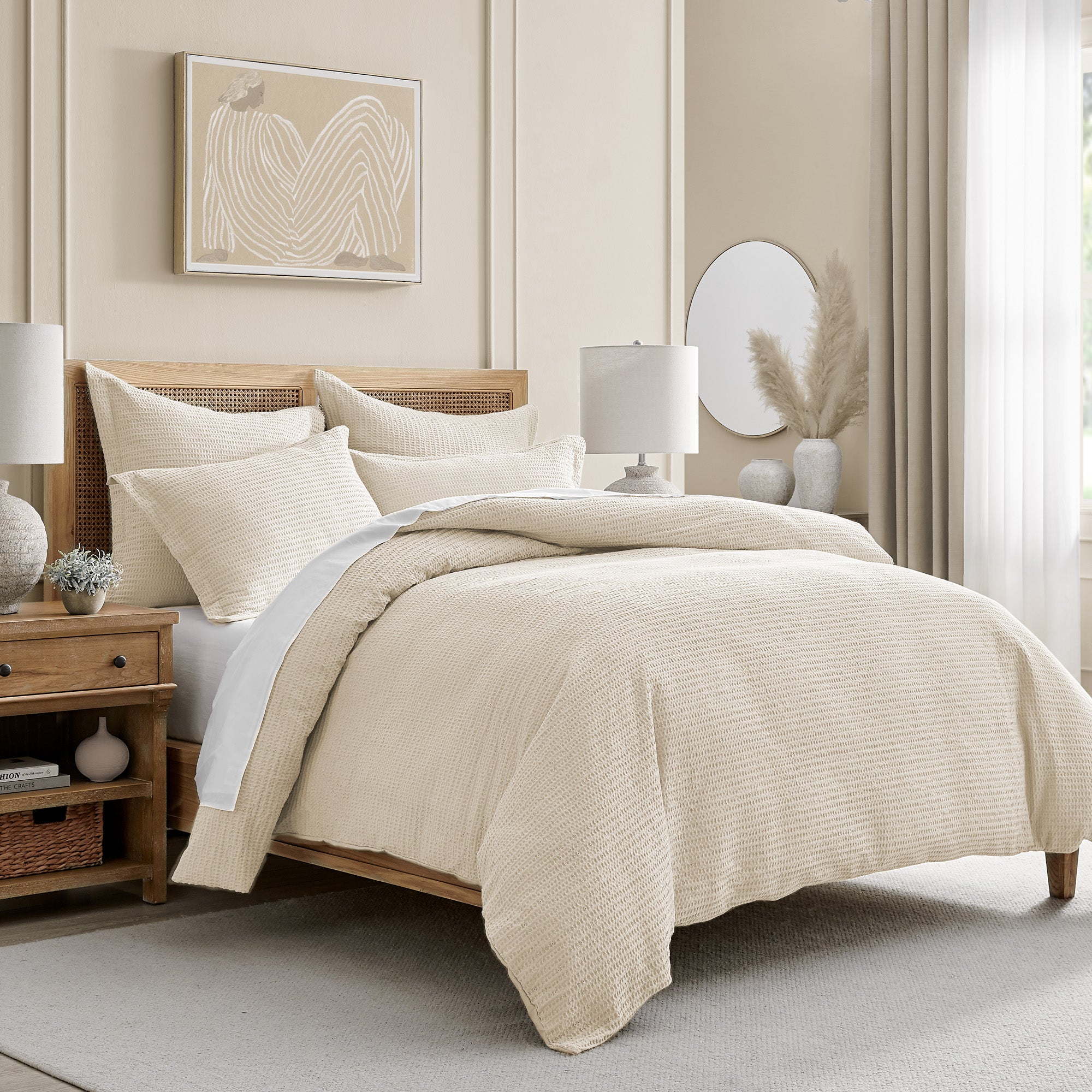 Premium Cloud Waffle Duvet Cover Set - Soft & Breathable Bedding - Queen/King Size - Luxury Textured Bedding for Cozy Sleep & Hotel-Style Comfort