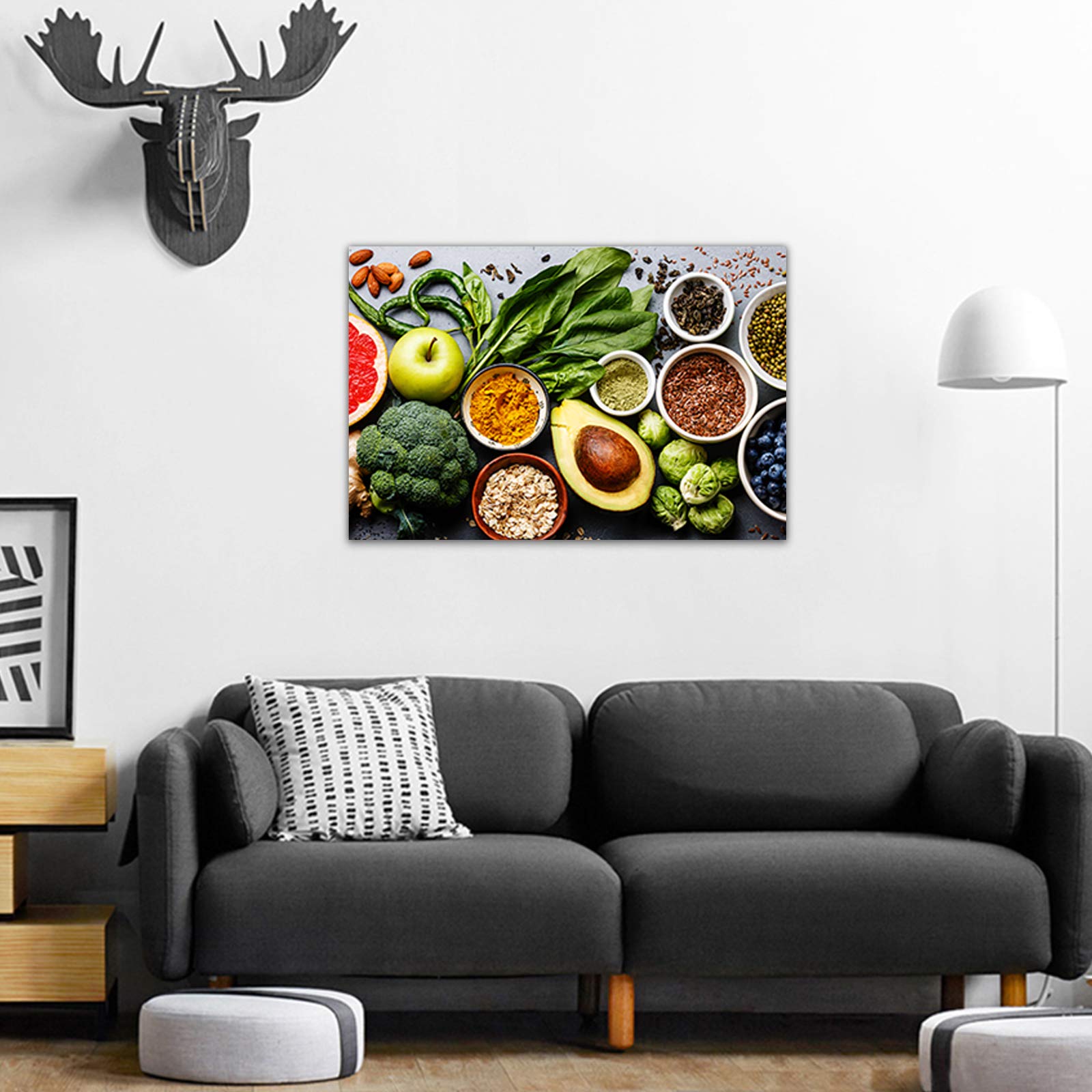 Vegetable Ingredients Canvas Wall Art - 28x40 Inch Kitchen & Dining Room Decor - Framed Ready to Hang Painting for Home, Restaurant Wall Decoration - Perfect for Farmhouse, Modern & Rustic Interior Design Styles