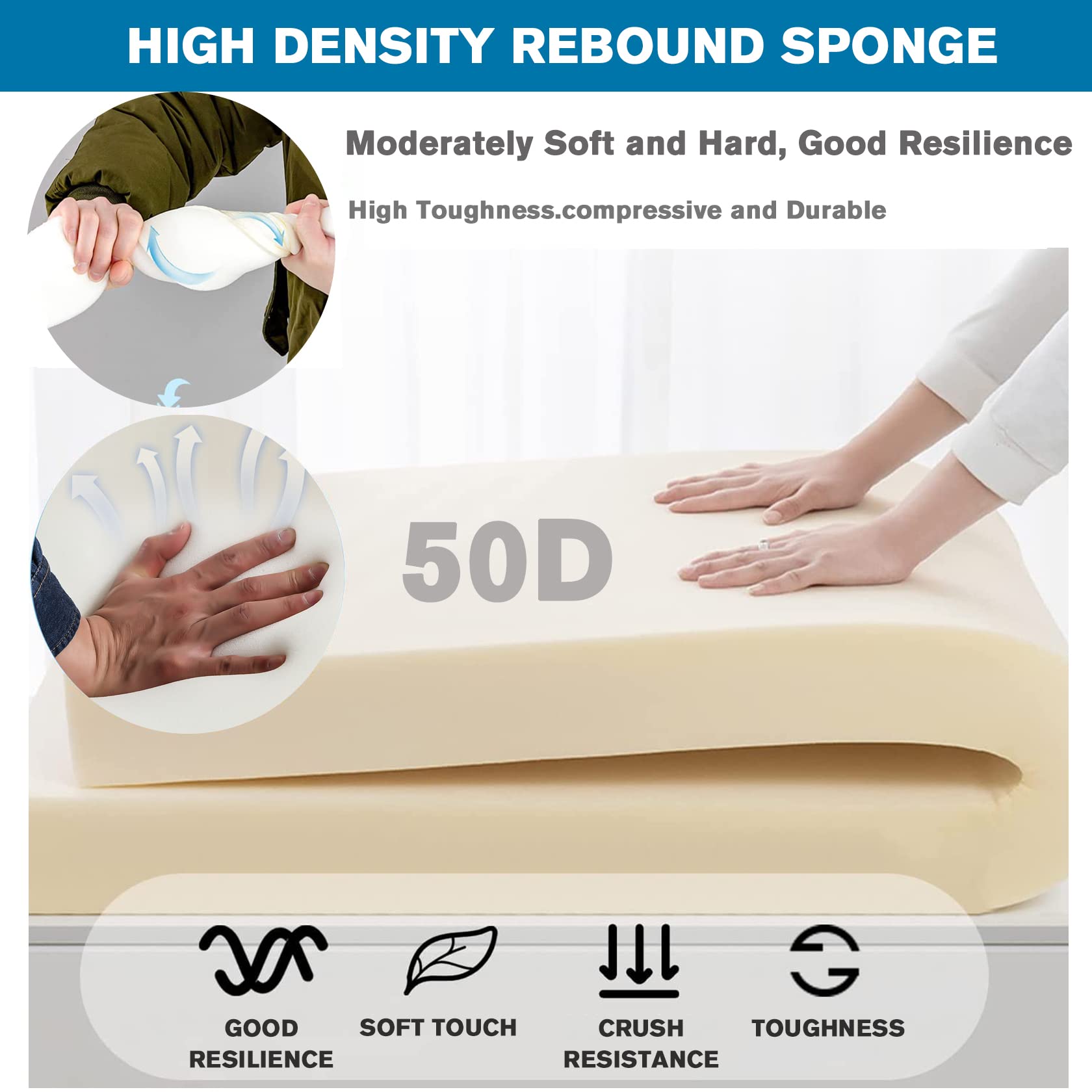 Custom Bench Cushion - High Density Memory Foam Seat Pad with Washable Linen Cover, Non-Slip Furniture Cushion for Shoe Bench, Window Seat, Piano Bench & Dining Chairs (Green, Custom Size) - Perfect for Home, Office & Entryway Comfort