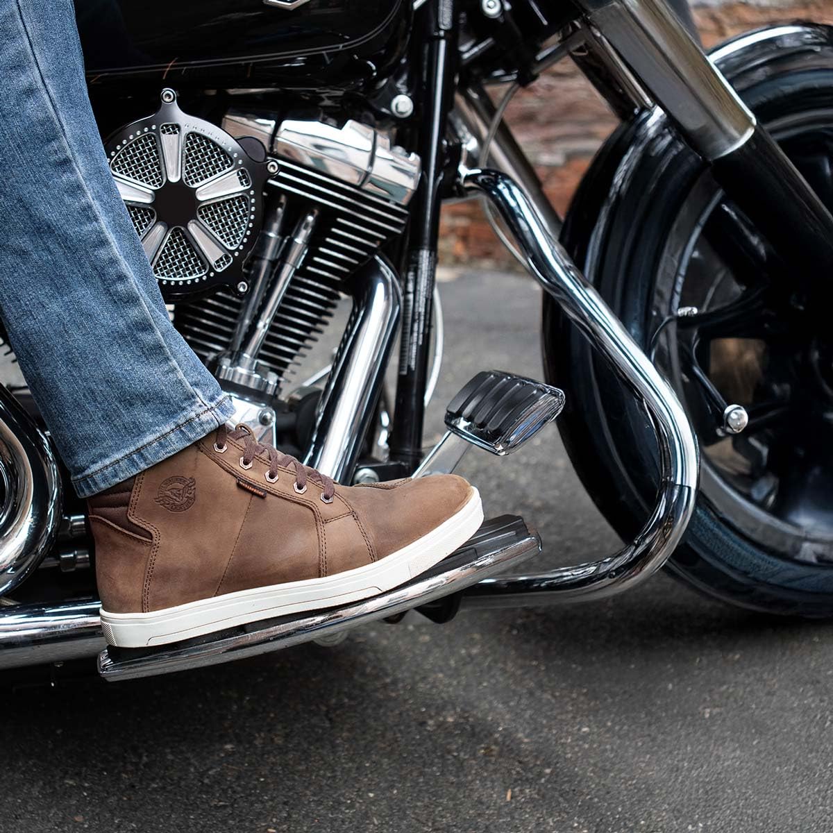 Milwaukee Leather Men's Motorcycle Shoes - Reinforced Street Biker Boots for Casual Riding (Leather, Suede & Canvas) Size 13 - Perfect for Urban Commuting & Weekend Cruises