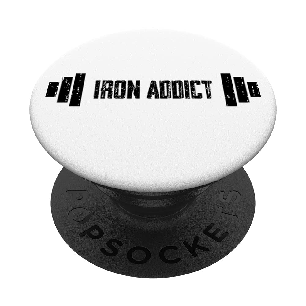 Iron Addict Gym Fitness Lifting Weightlifter Bodybuilder PopSockets Swappable PopGrip - Perfect for Workouts, Weight Training & Bodybuilding - Ideal for Gym Enthusiasts & Fitness Lovers