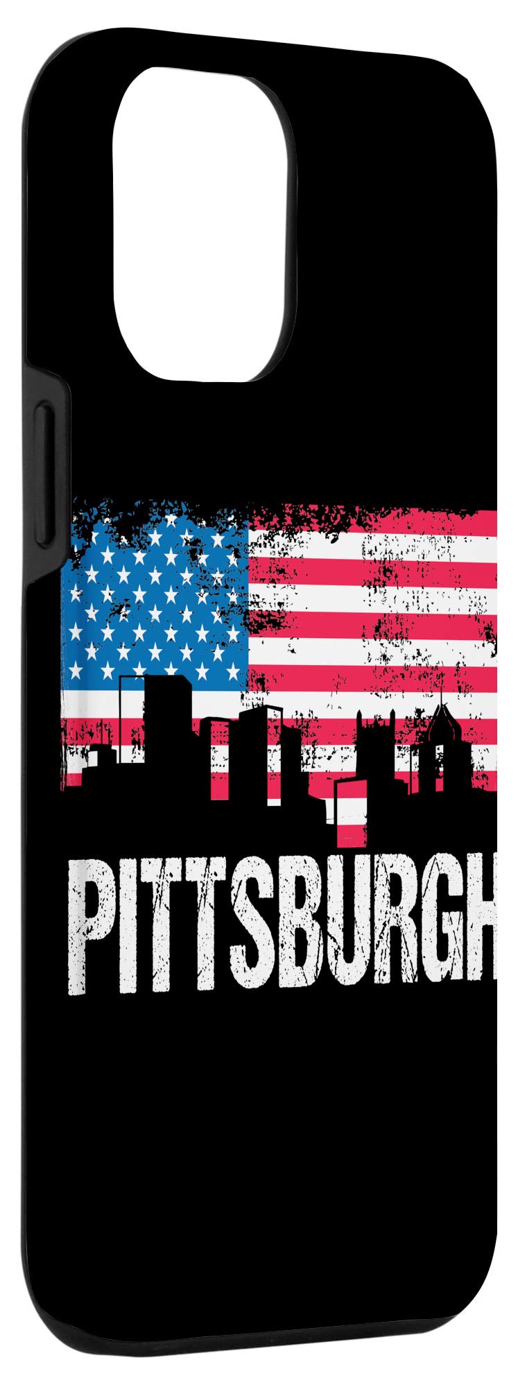 iPhone 12 Pro Max Case with US Flag & Pittsburgh Skyline Design - Durable Protective Phone Cover for Travelers, Patriotic Gifts, Everyday Use