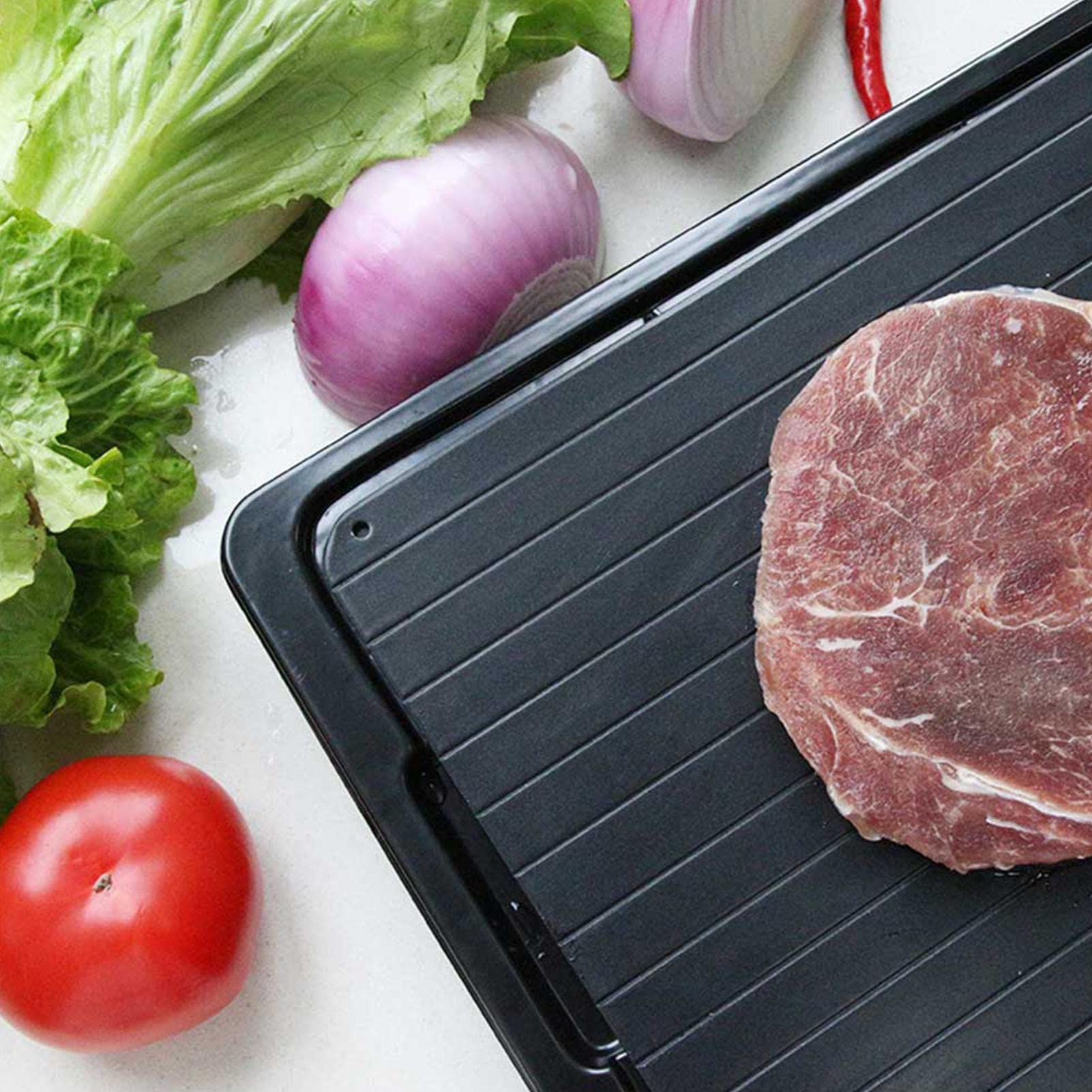 Fast Thawing Tray for Meat & Frozen Foods | Quick Defrosting with Drip Tray | Saves Time & Prevents Mess | Perfect for Kitchen, Camping & Meal Prep