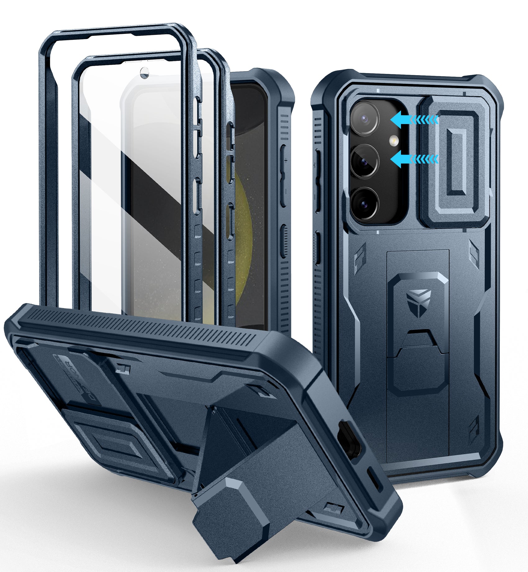 Durable Samsung Galaxy S24 Full Body Case with Screen Protector, Slide Camera Cover, Kickstand & Shockproof Protection - Heavy Duty Rugged Phone Cover for Outdoor, Work & Travel Use