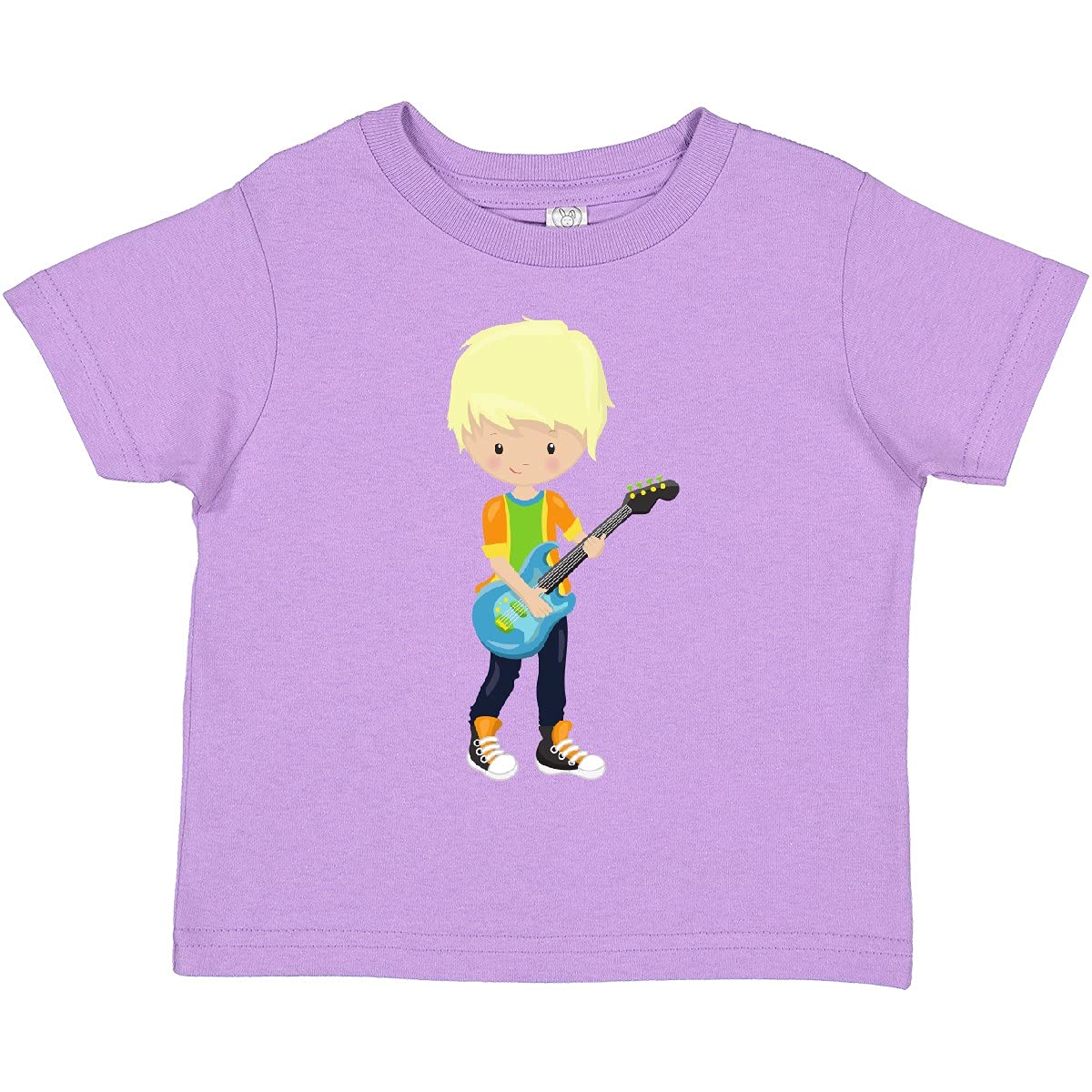 Inktastic Rock Boy Toddler T-Shirt - Blonde Hair Guitar Player Band Music Tee for Kids | Cool Birthday Gift & Concert Outfit for Music Lovers