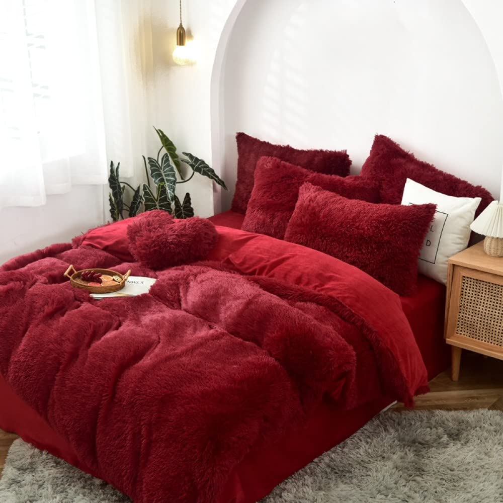 Luxury Velvet Bedding Set - 4 Piece Plush Mink Quilt Cover with Pillowcases, Soft Coral Velvet Comforter, King Size 240x220cm - Perfect for Cozy Winter Nights & Elegant Bedroom Decor