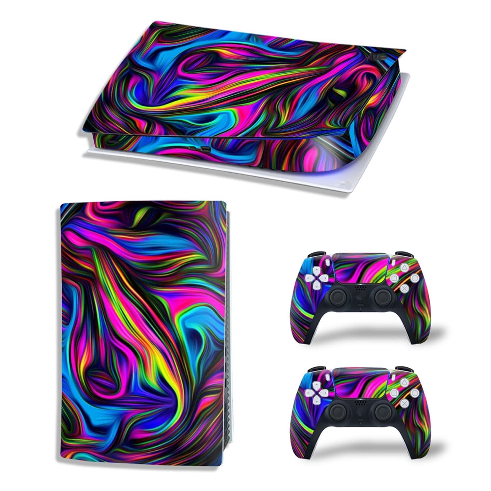 Anime Console Vinyl Skin Decal for PS5 Digital Edition - Scratch-Resistant Protective Cover for 2 Controllers - Bubble-Free Application - Perfect for Gaming Setups & Anime-Themed Rooms