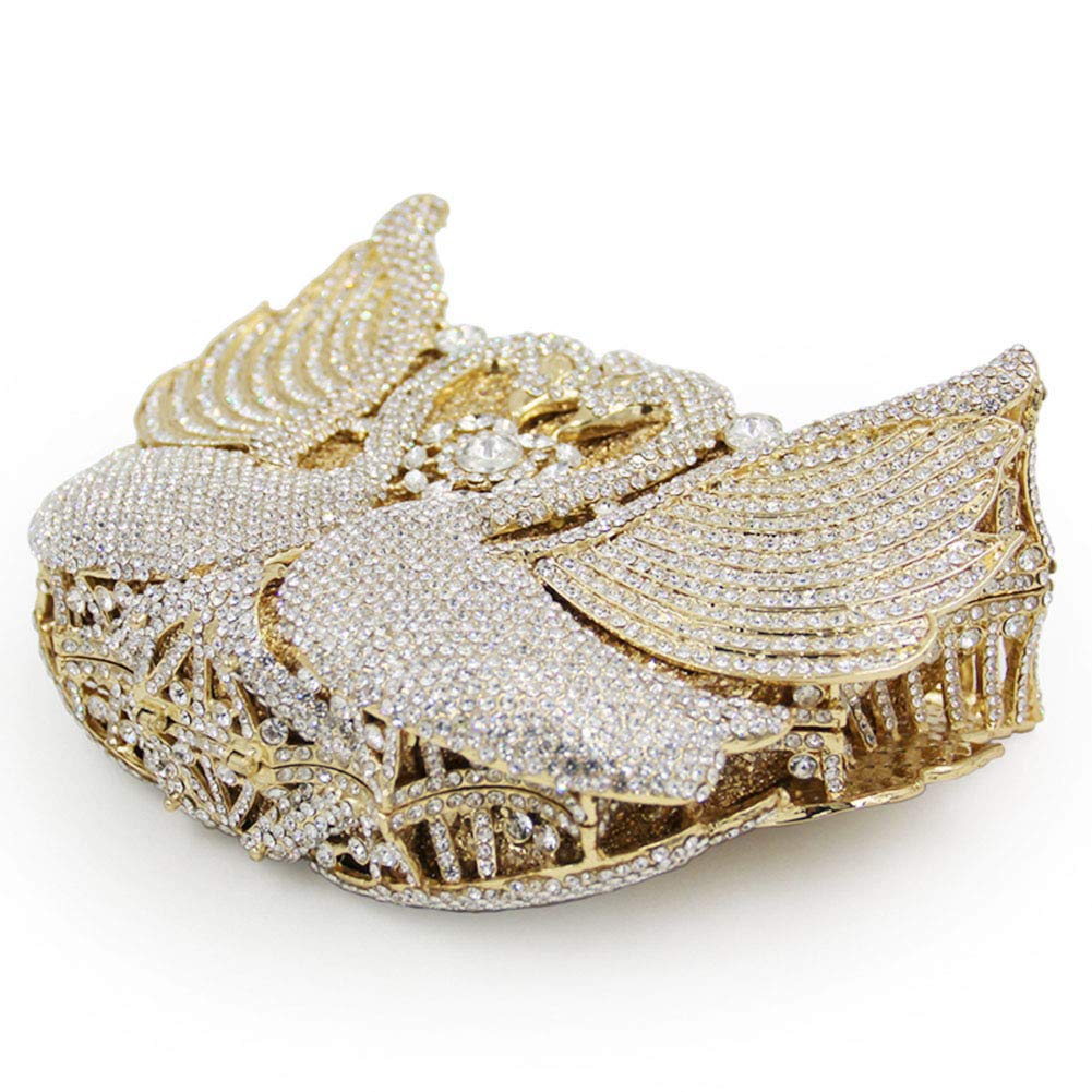 Luxury Rhinestone Women's Evening Clutch Purse with Chain Strap - Elegant Swan Design Wedding Handbag for Parties, Prom & Special Occasions