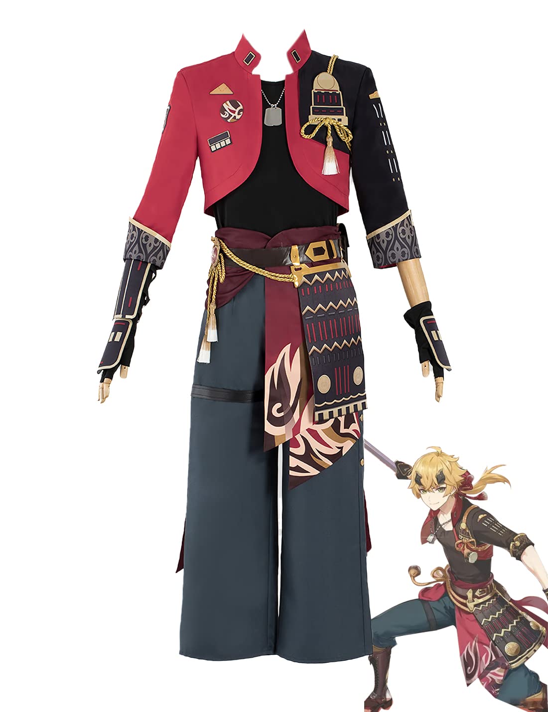 Genshin Impact Thoma Cosplay Costume Set - Anime Game Character Halloween Party Outfit with Accessories | Perfect for Conventions, Cosplay Events & Themed Parties