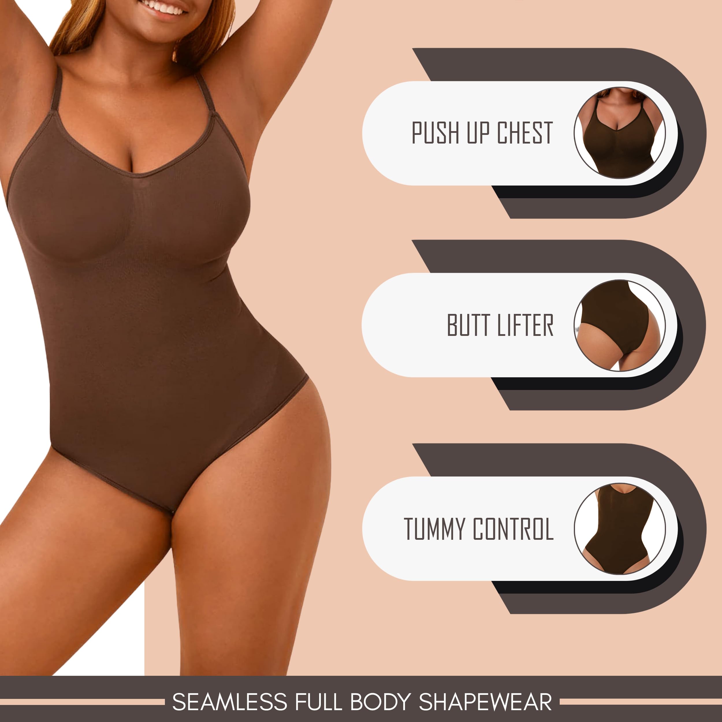 Seamless Bodyshaper Bodysuit for Women - Full Body Shapewear Tummy Control & Waist Trainer, Sleeveless Round Neck Slimming Underwear for Everyday Wear, Workout & Special Occasions