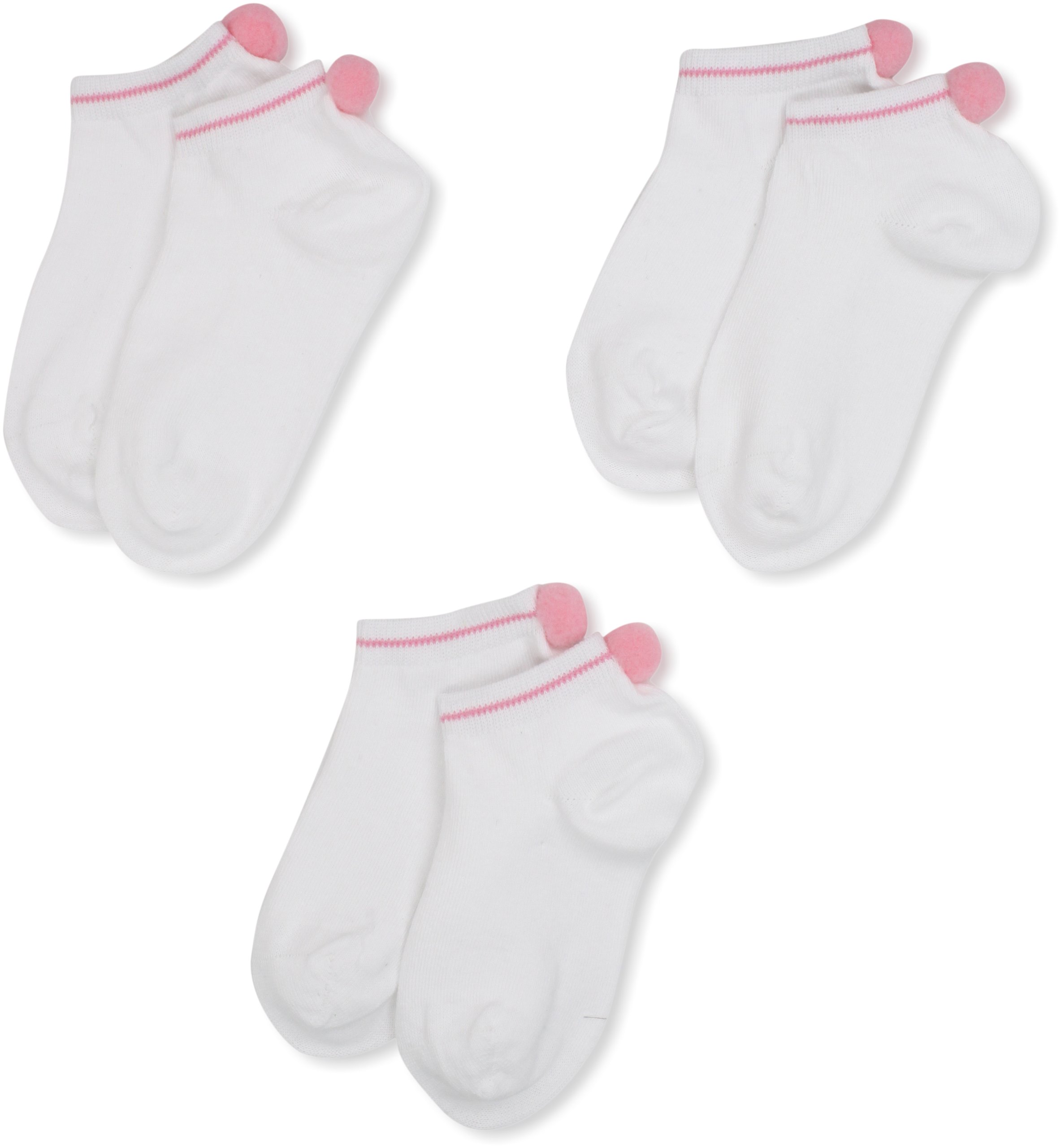 Jefferies Seamless Pom-Ped Socks for Little Girls - Soft & Comfortable No-Show Socks (3-Pack) - Perfect for School, Play & Everyday Wear