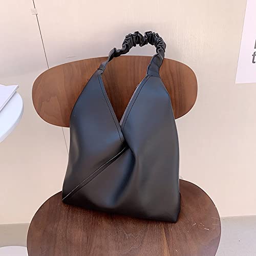 Large Capacity Soft PU Leather Tote Bag for Women - Stylish Shoulder Bag, Travel & Work, Foldable Messenger Purse (Black, 33x40x10cm) | Perfect for Office, Commute & Weekend Outings
