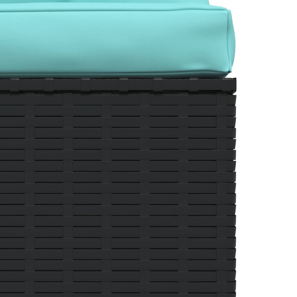 Premium Black Poly Rattan Patio Furniture Set with Blue Cushions - 4-Piece Outdoor Seating for Garden, Deck, or Poolside Relaxation