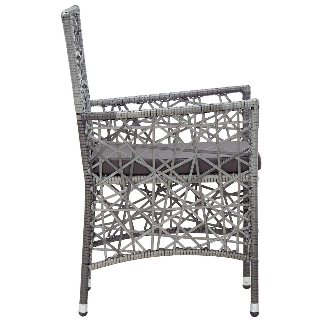 5-Piece Outdoor Dining Set with Large Glass Table & Poly Rattan Chairs - Patio Furniture with Armrests & Cushions for Backyard, Garden, Poolside Dining & Entertaining