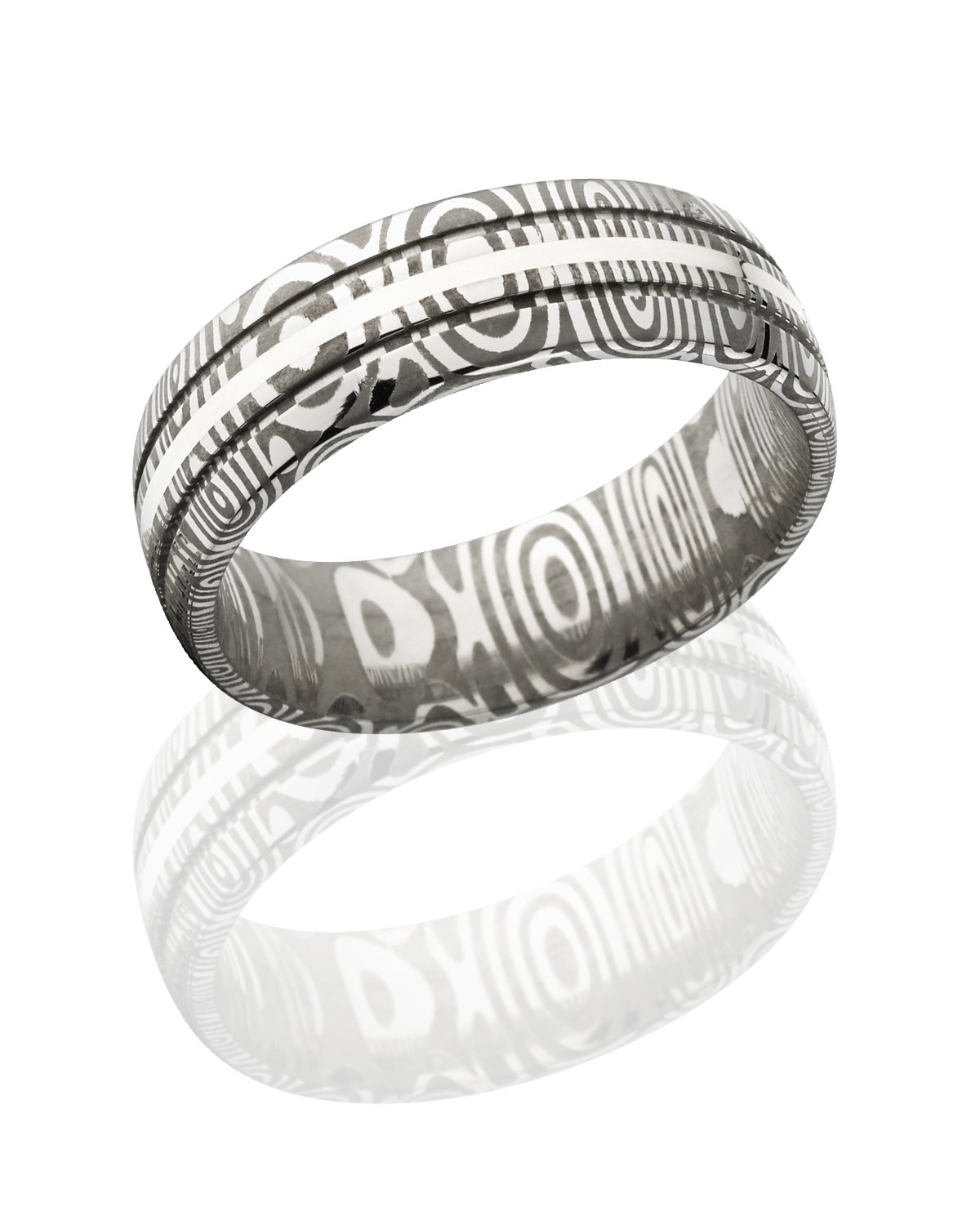Premium Damascus Steel Men's Wedding Bands with Sterling Silver Inlay - Durable & Stylish Rings for Weddings, Anniversaries & Special Occasions